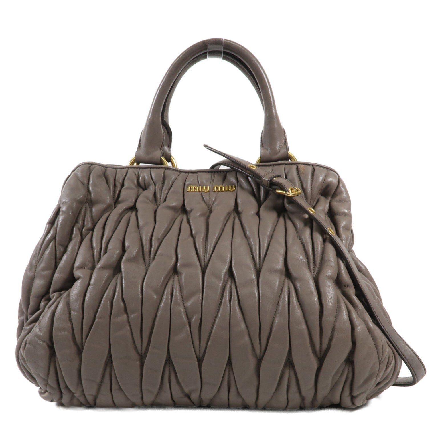 Miu Miu 牛皮皮革2 Way Shoulder金扣手挽肩背兩用袋