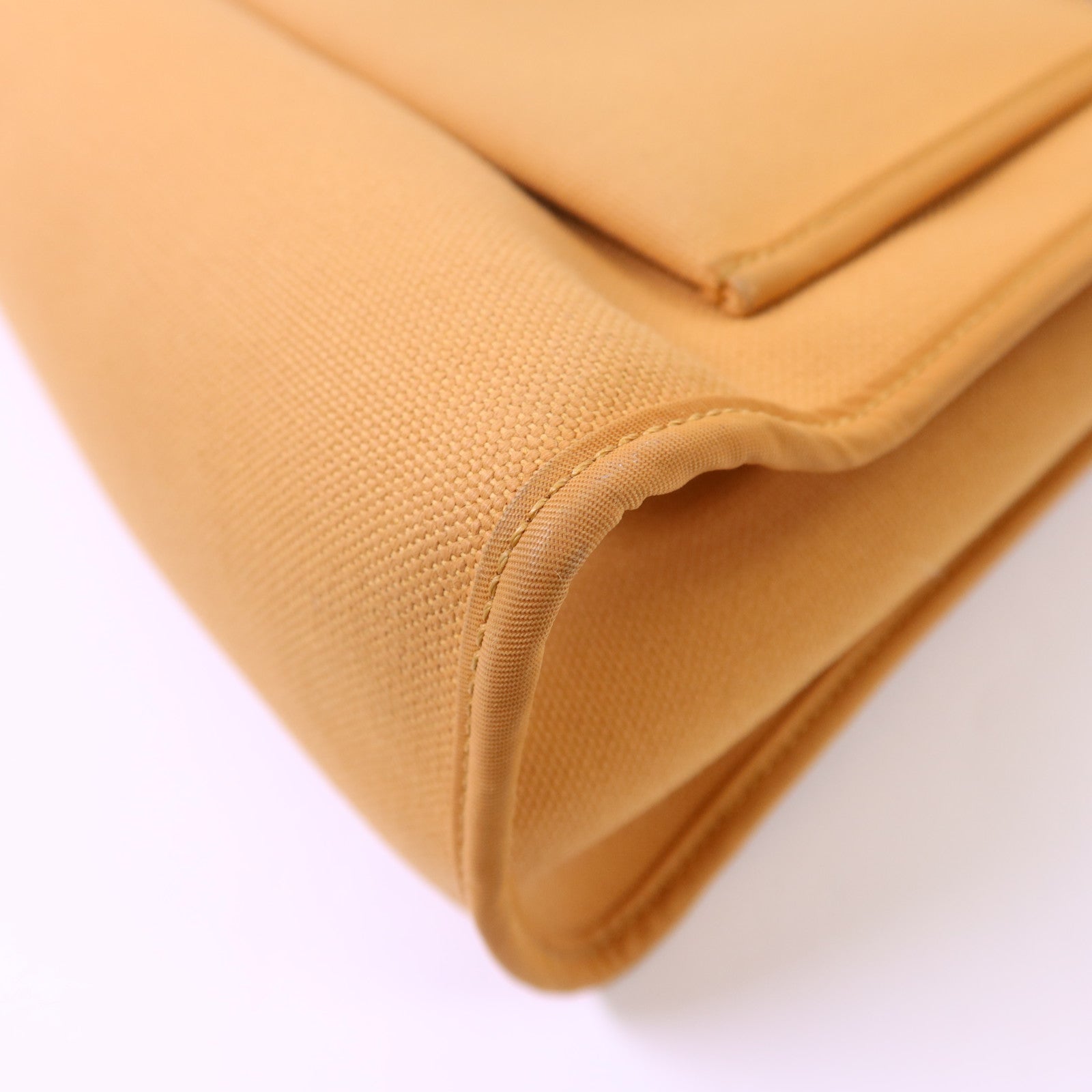 HERMES 帆布Herbag PM銀扣手挽肩背兩用袋Moutarde