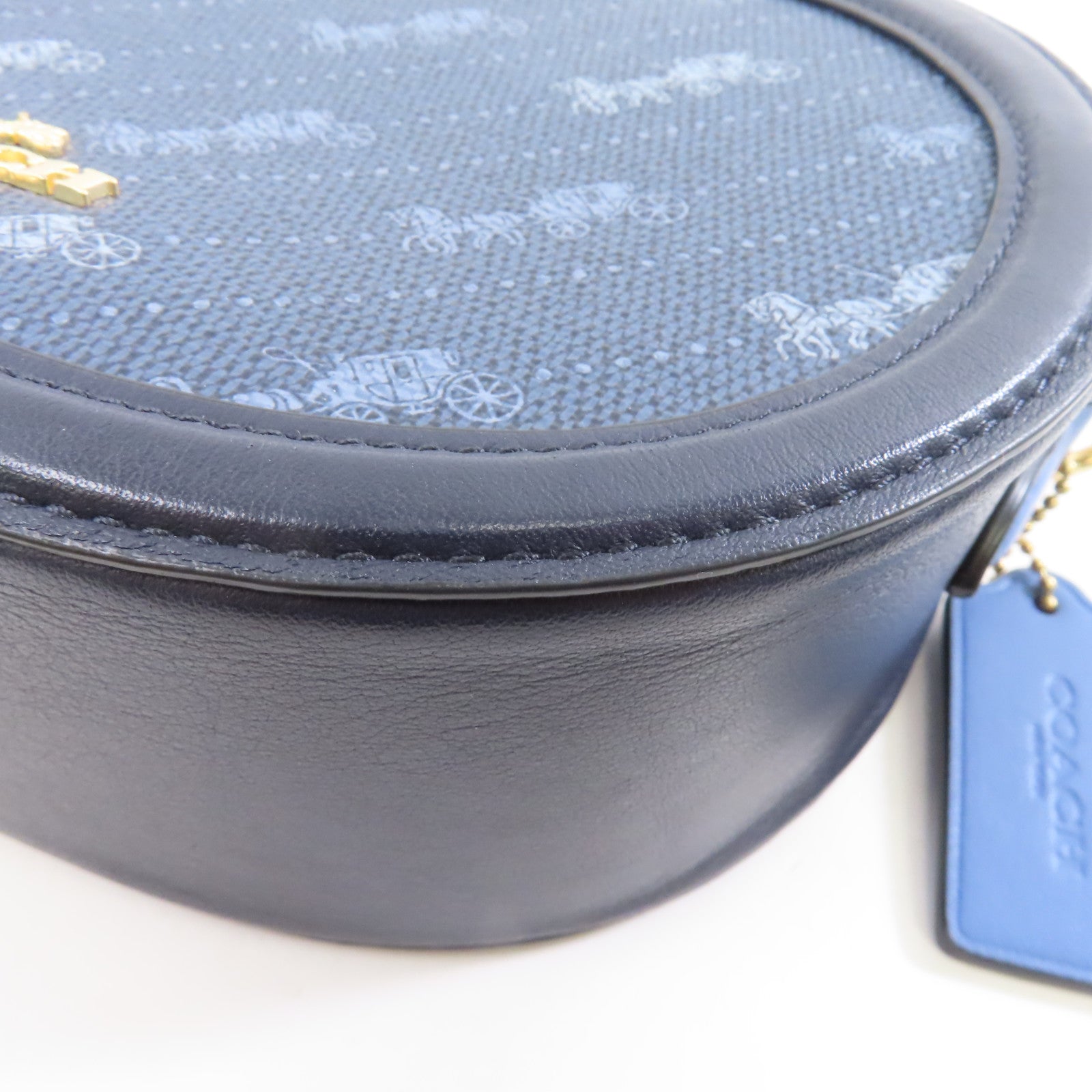 COACH 塗層帆布Shoulder Bag金扣肩背袋藍色