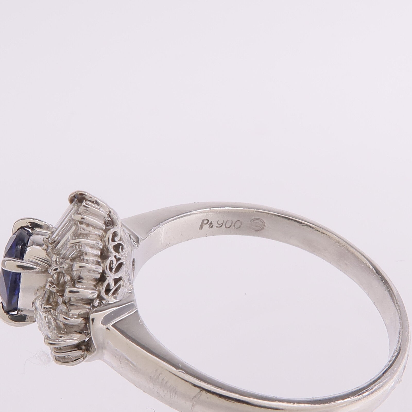 JEWELRY 【激減優惠】PT900鉑金Sapphire Diamond Ring藍寶石/鑽石戒指US#7.75