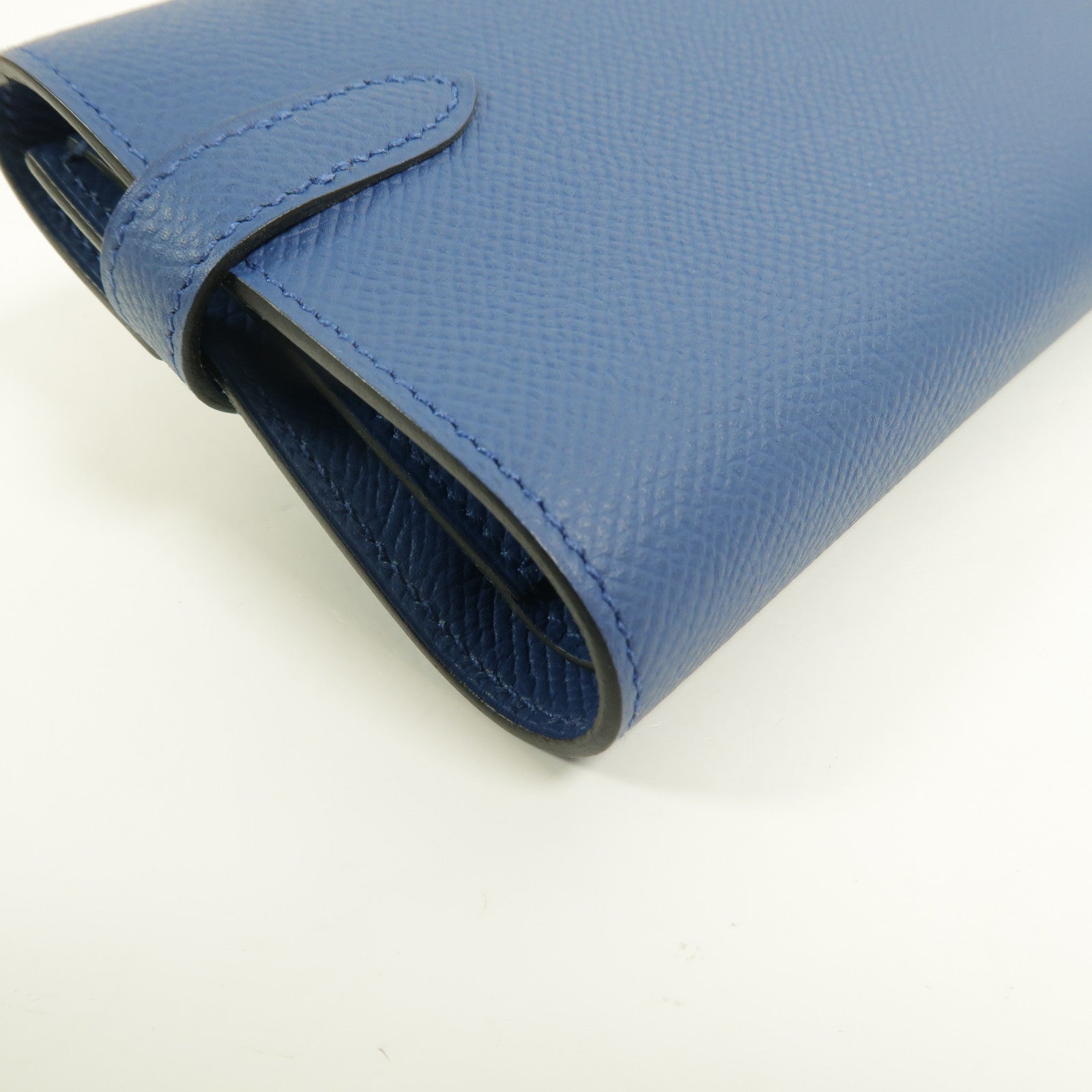 HERMES Epsom皮革Kelly Depliant Medium長錢包Bleu Agate