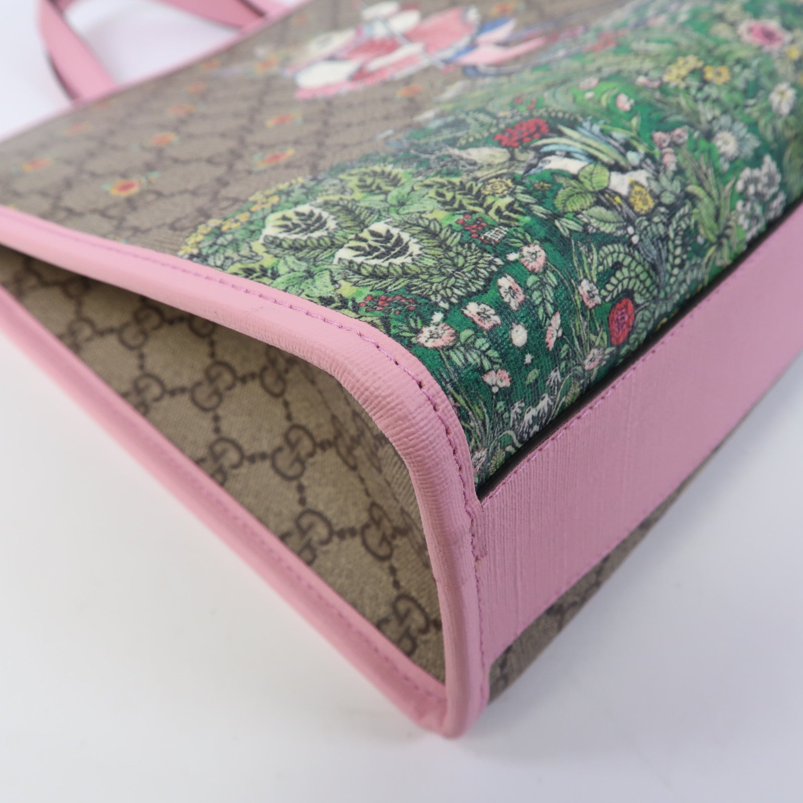 GUCCI 塗層帆布2 Way Shoulder Bag銀扣手挽肩背兩用袋啡色/粉紅色