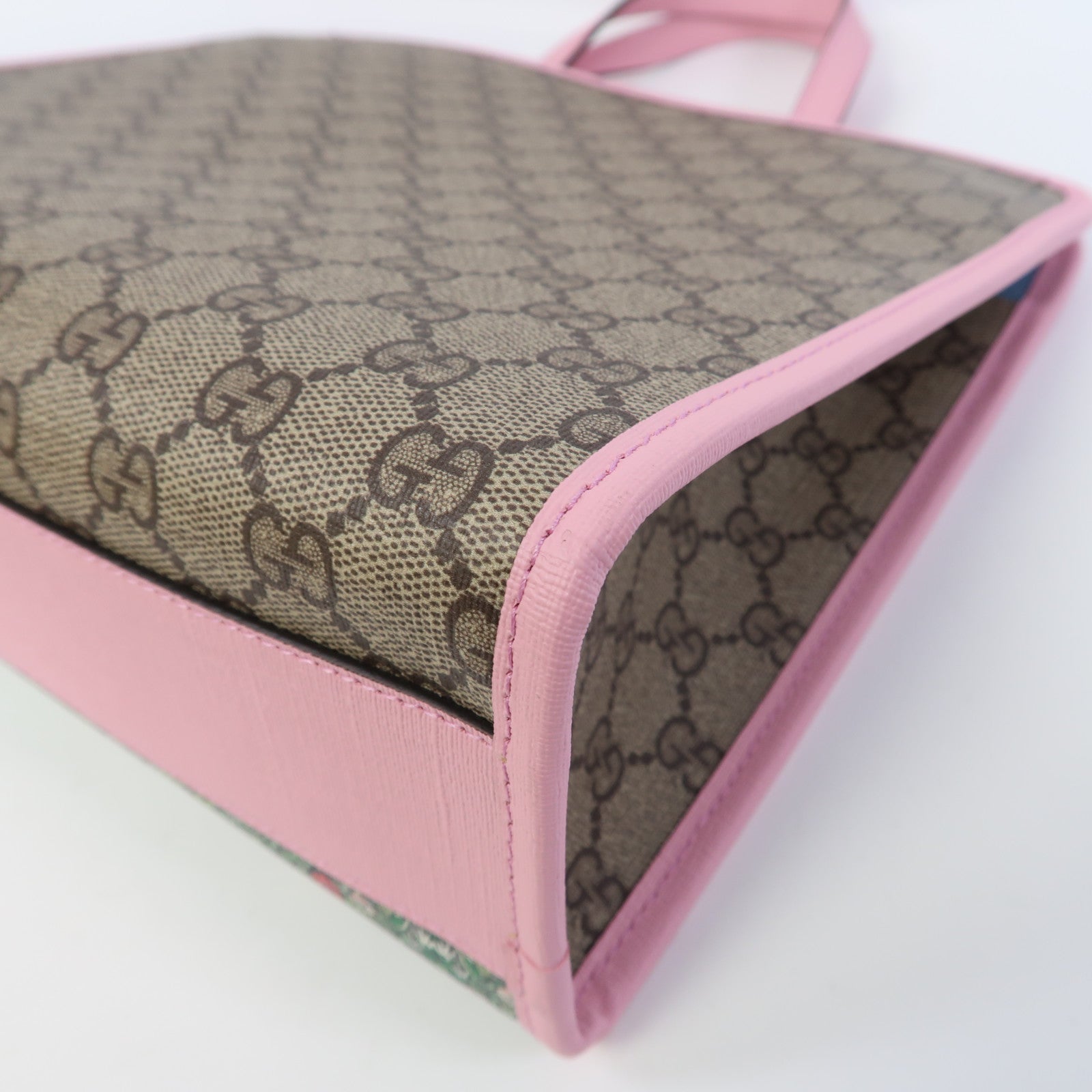 GUCCI 塗層帆布2 Way Shoulder Bag銀扣手挽肩背兩用袋啡色/粉紅色