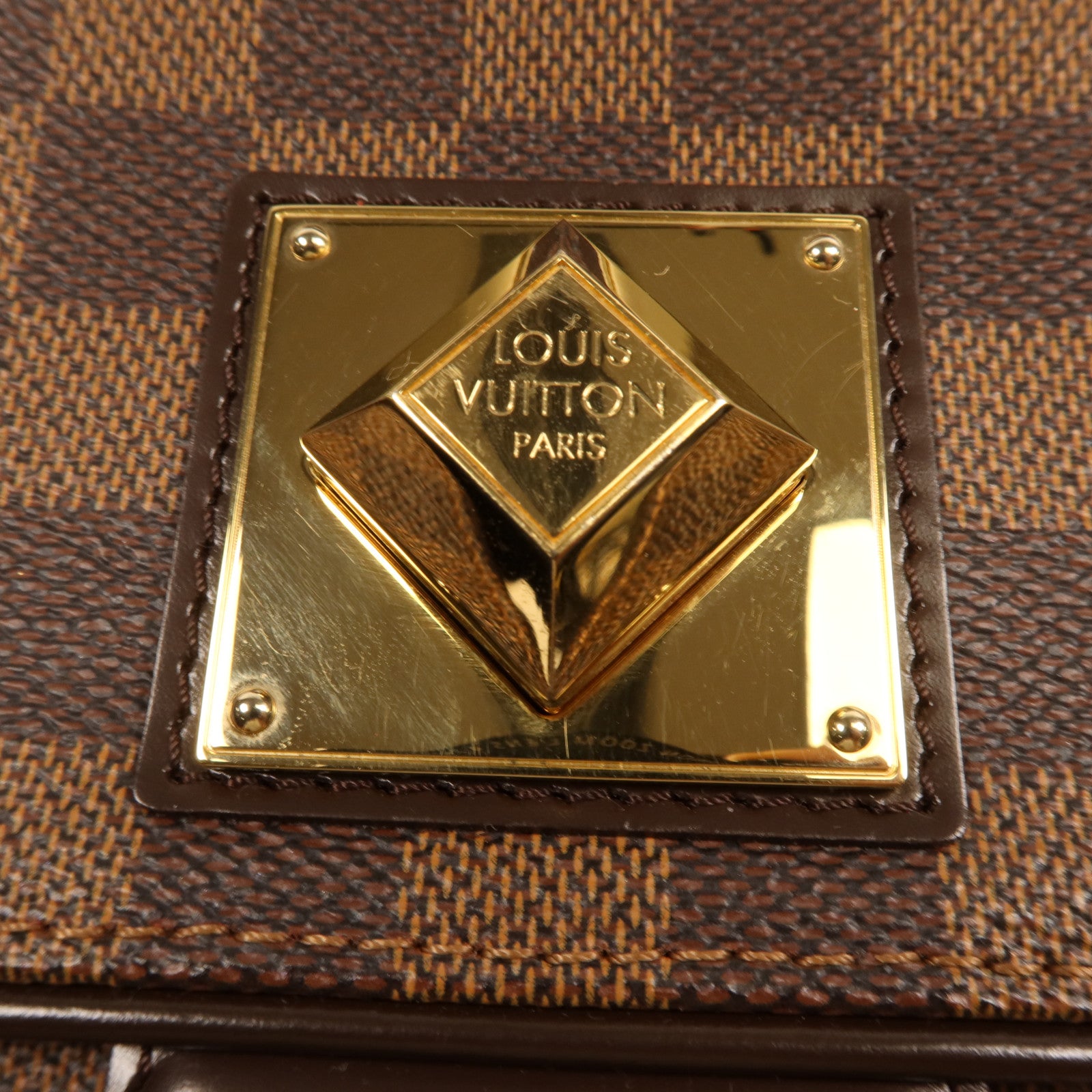 LOUIS VUITTON Damier Bergamo PM金扣手挽肩背兩用袋