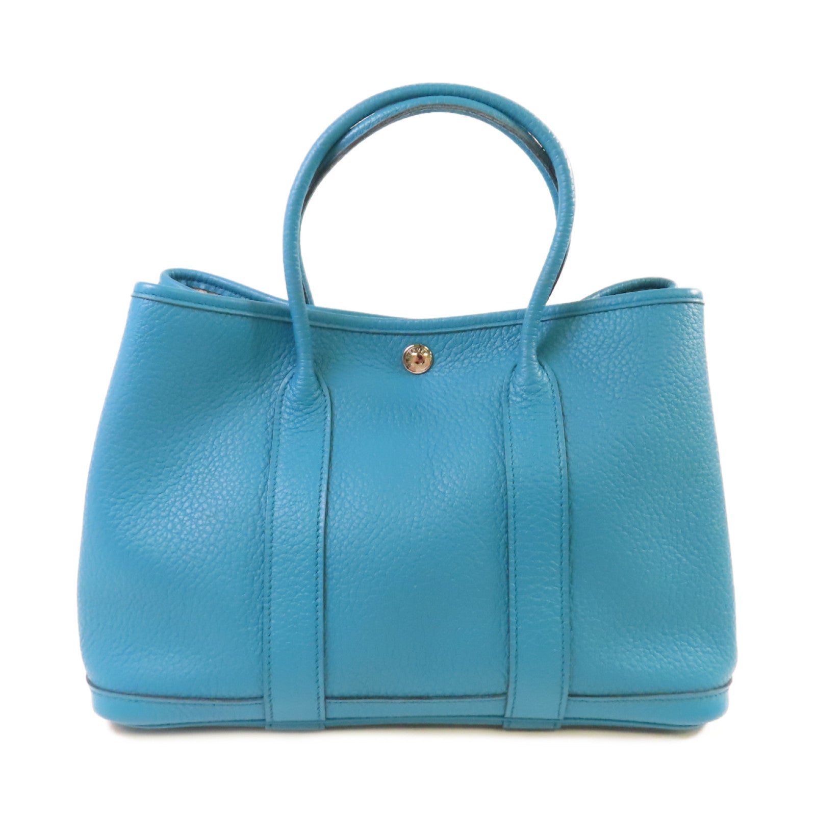 HERMES Negonda皮革Garden Party TPM Tote Bag銀扣手挽袋7B Turquoise/松石藍色