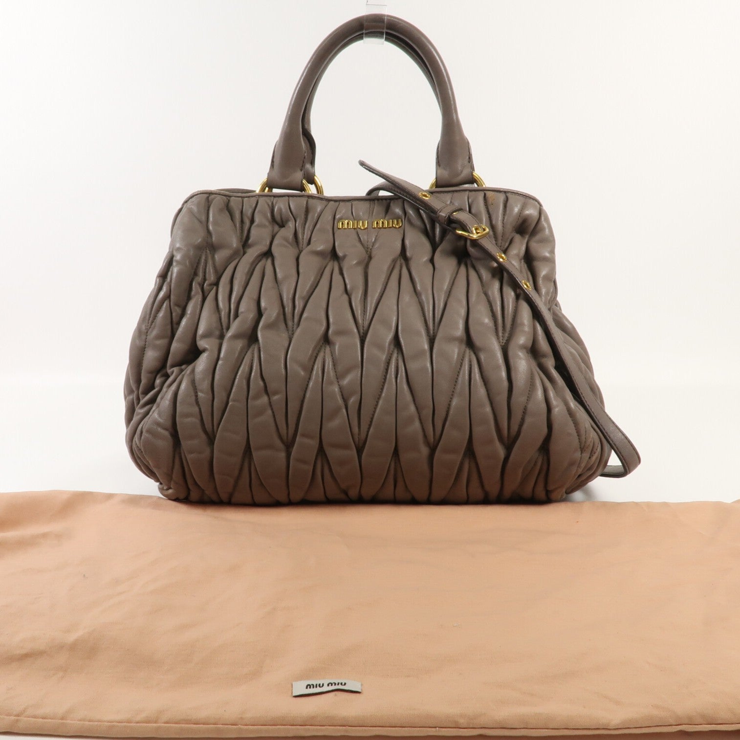 Miu Miu 牛皮皮革2 Way Shoulder金扣手挽肩背兩用袋