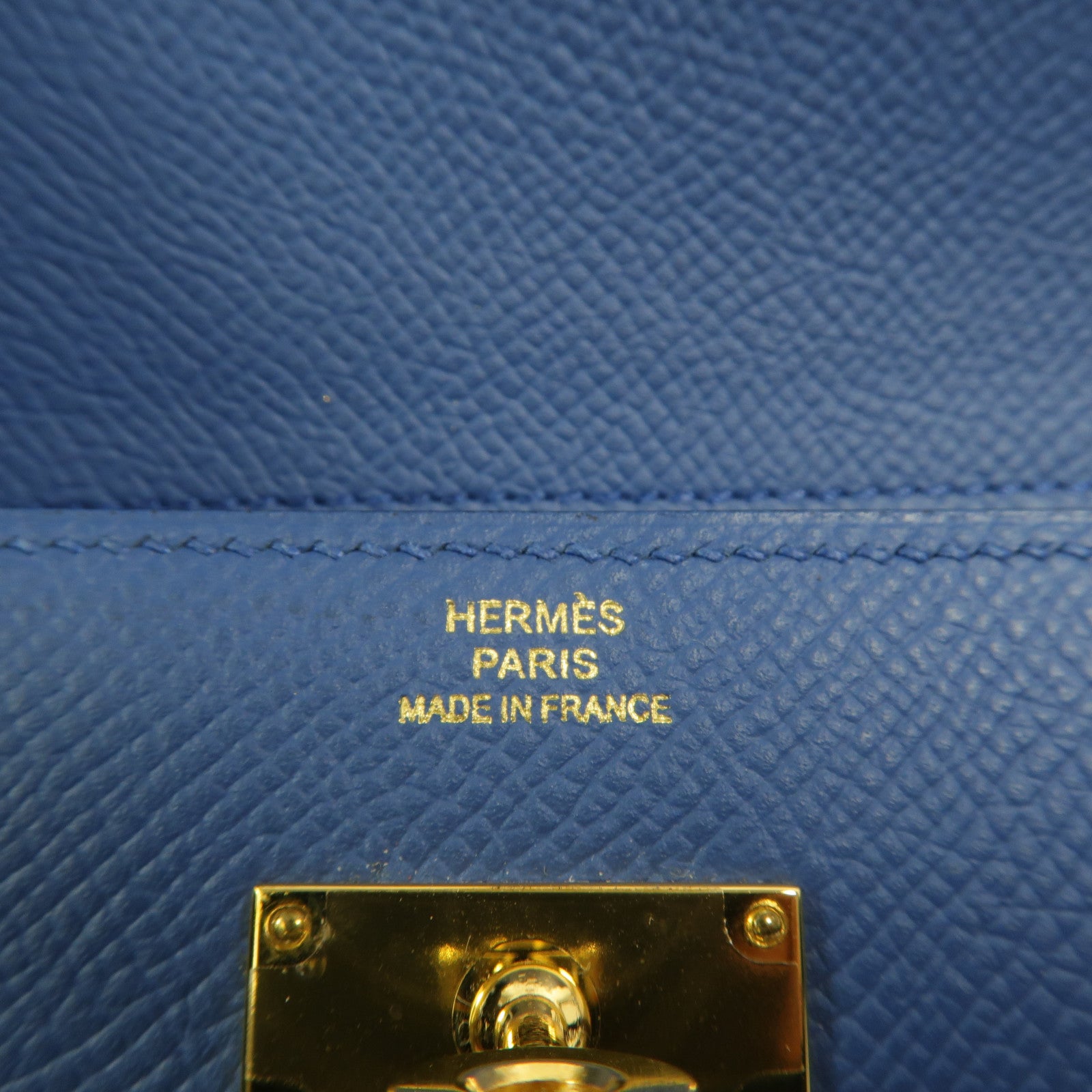 HERMES Epsom皮革Kelly Depliant Medium長錢包Bleu Agate