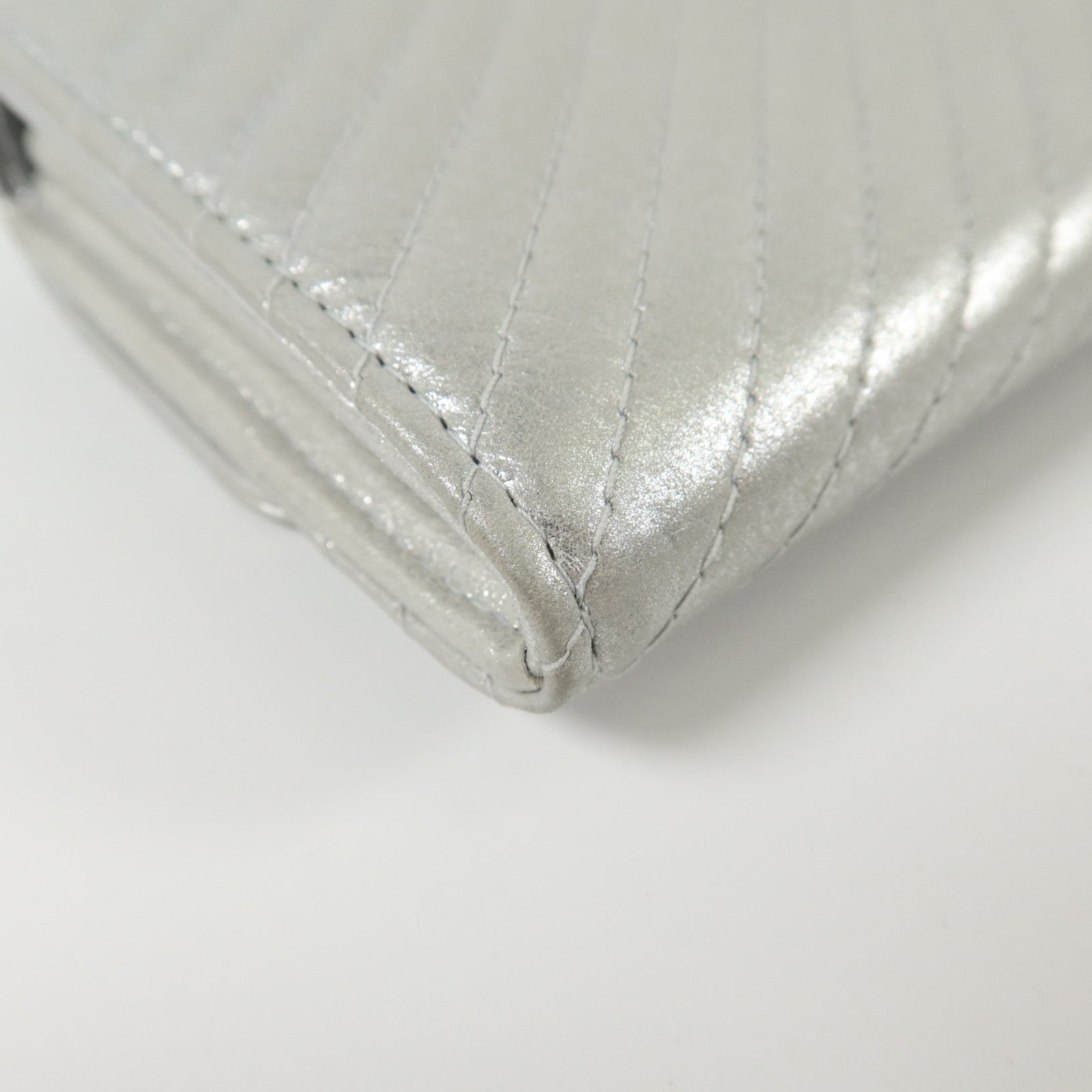 CHANEL 羊皮皮革Long Wallet銀扣長錢包
