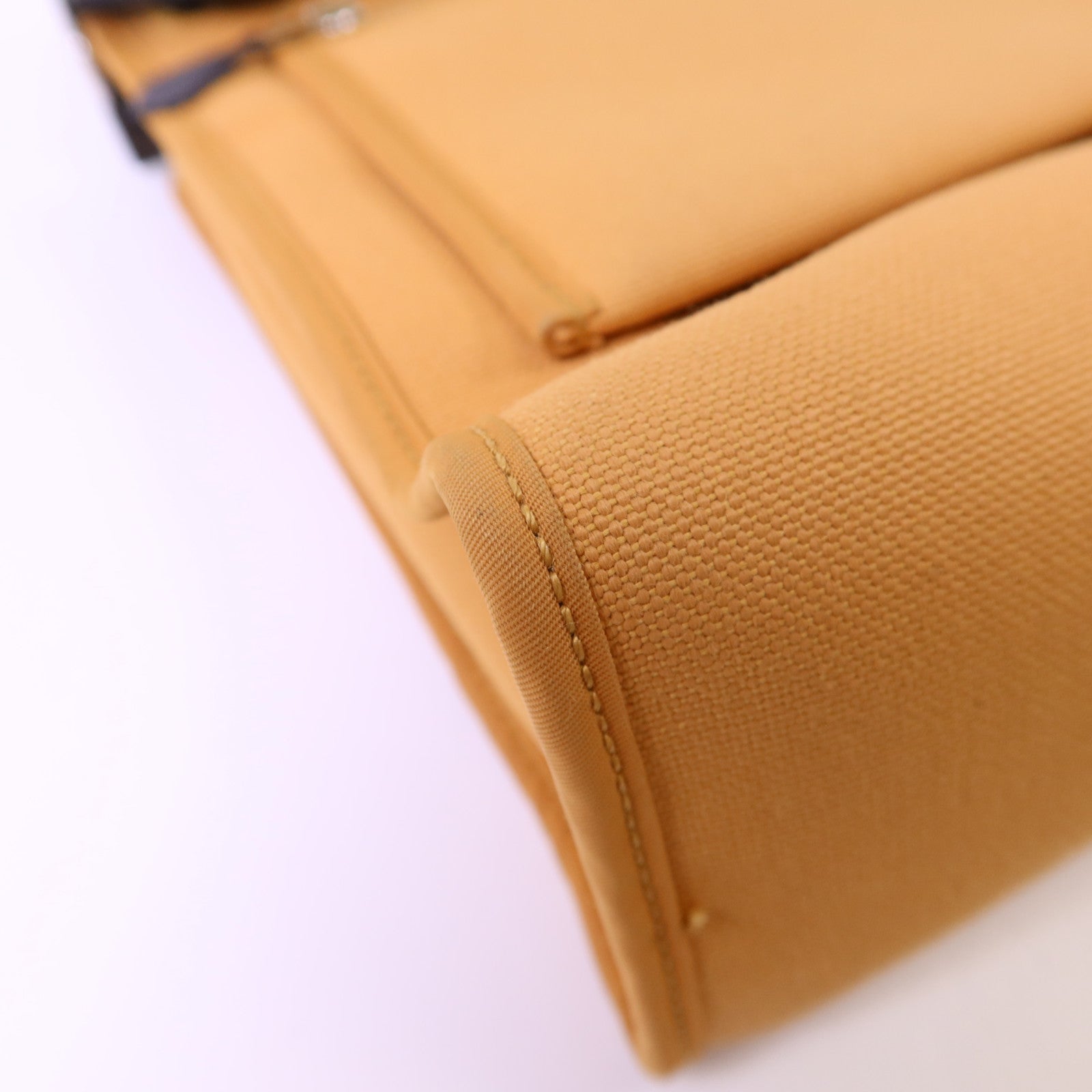 HERMES 帆布Herbag PM銀扣手挽肩背兩用袋Moutarde