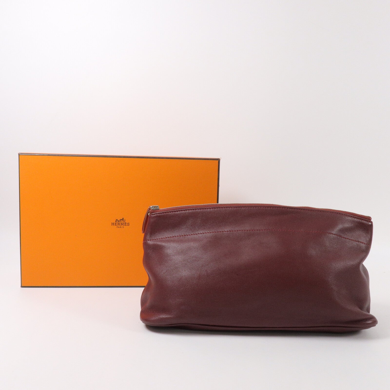 HERMES Swift皮革Bolide Pouch 25手拿包Rouge H