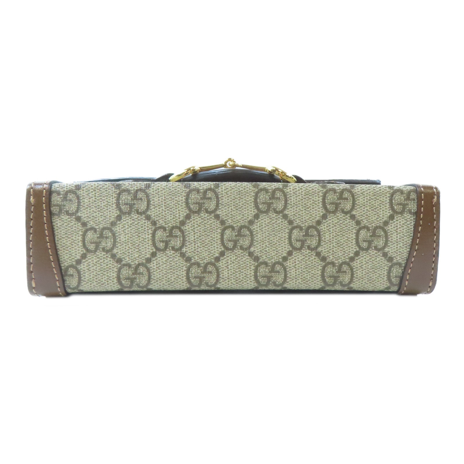 GUCCI 塗層帆布Horsebit 1955 Mini金扣肩背袋啡色