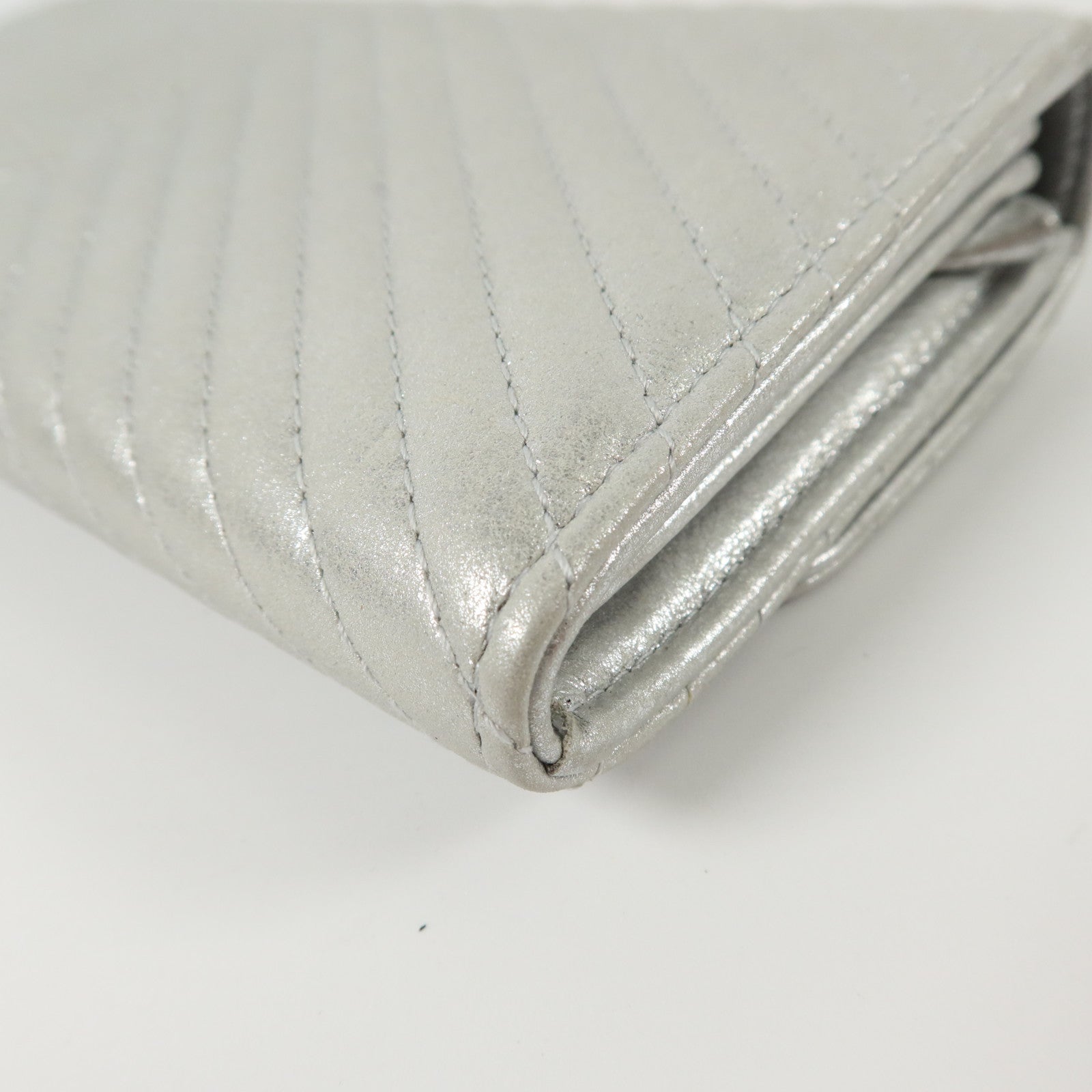 CHANEL 羊皮皮革Long Wallet銀扣長錢包