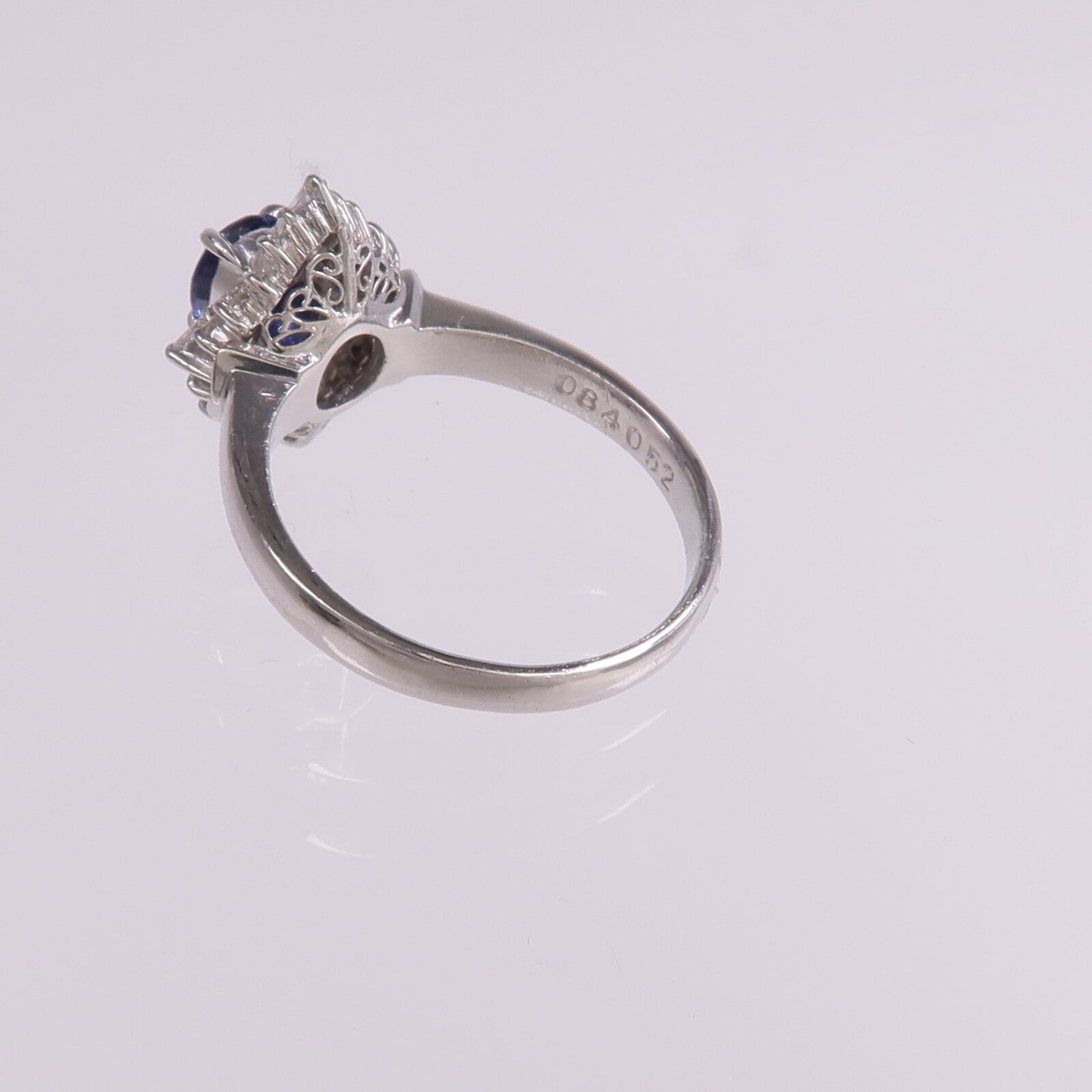 JEWELRY 【激減優惠】PT900鉑金Sapphire Diamond Ring藍寶石/鑽石戒指US#7.75