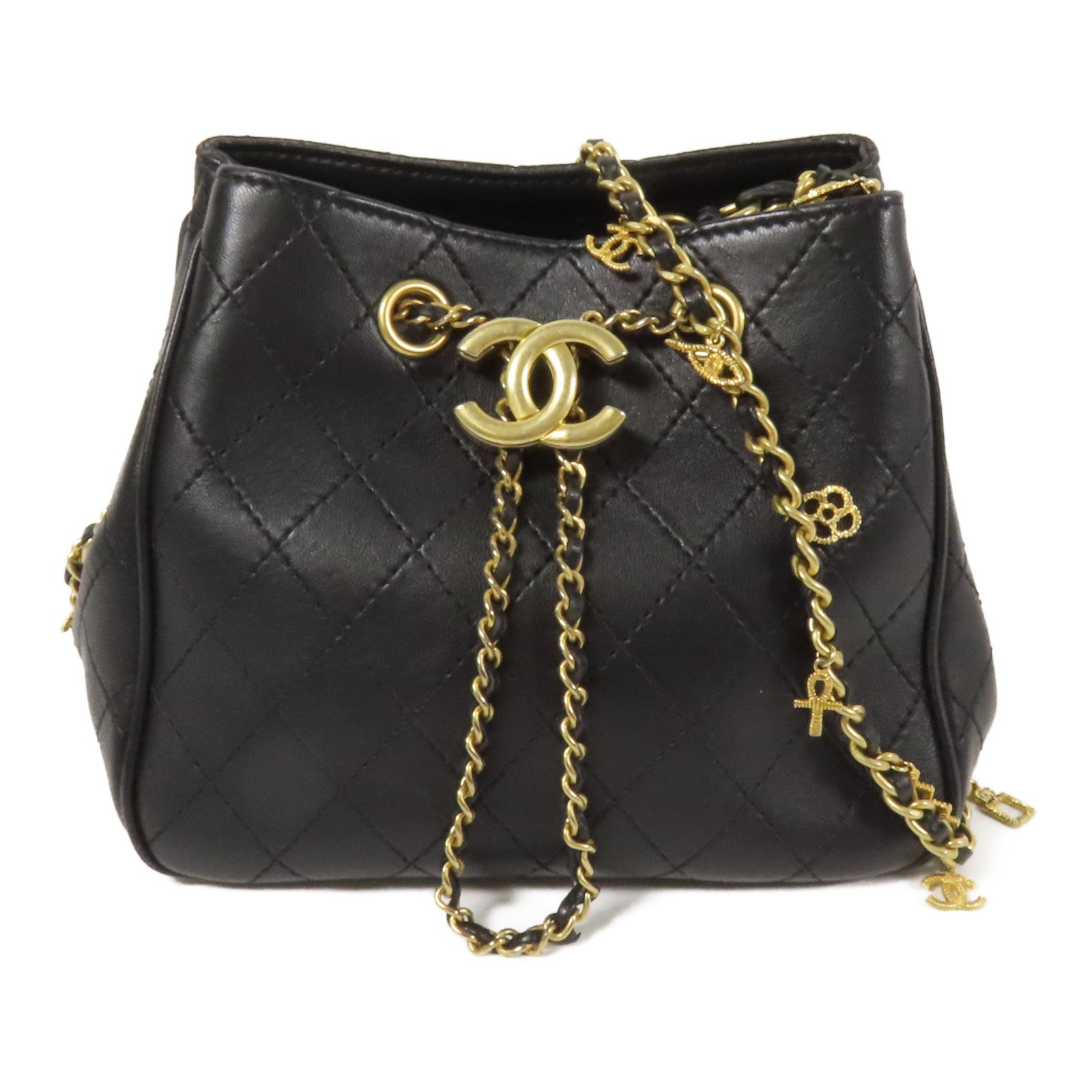 CHANEL 牛皮皮革Bucket Bag金扣肩背袋