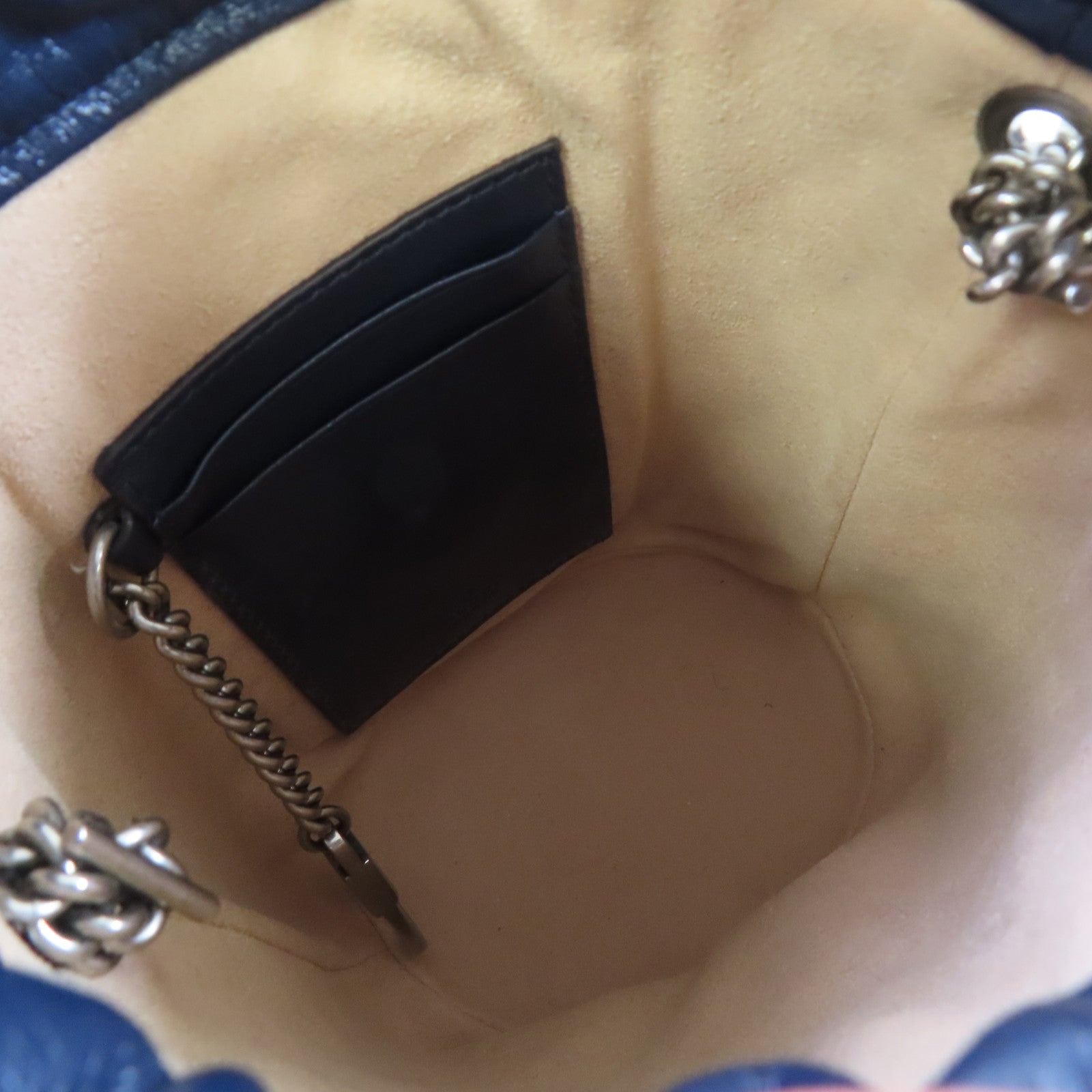 GUCCI 【激減優惠】牛皮皮革GG Marmont Chain Shoulder Bag鏈帶肩背袋藍色
