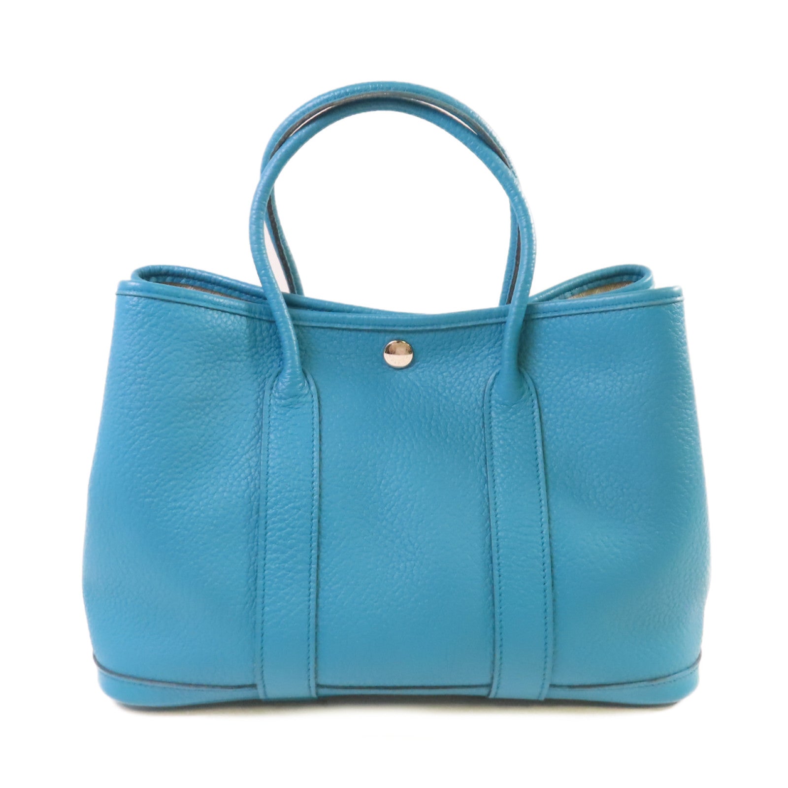 HERMES Negonda皮革Garden Party TPM Tote Bag銀扣手挽袋7B Turquoise/松石藍色