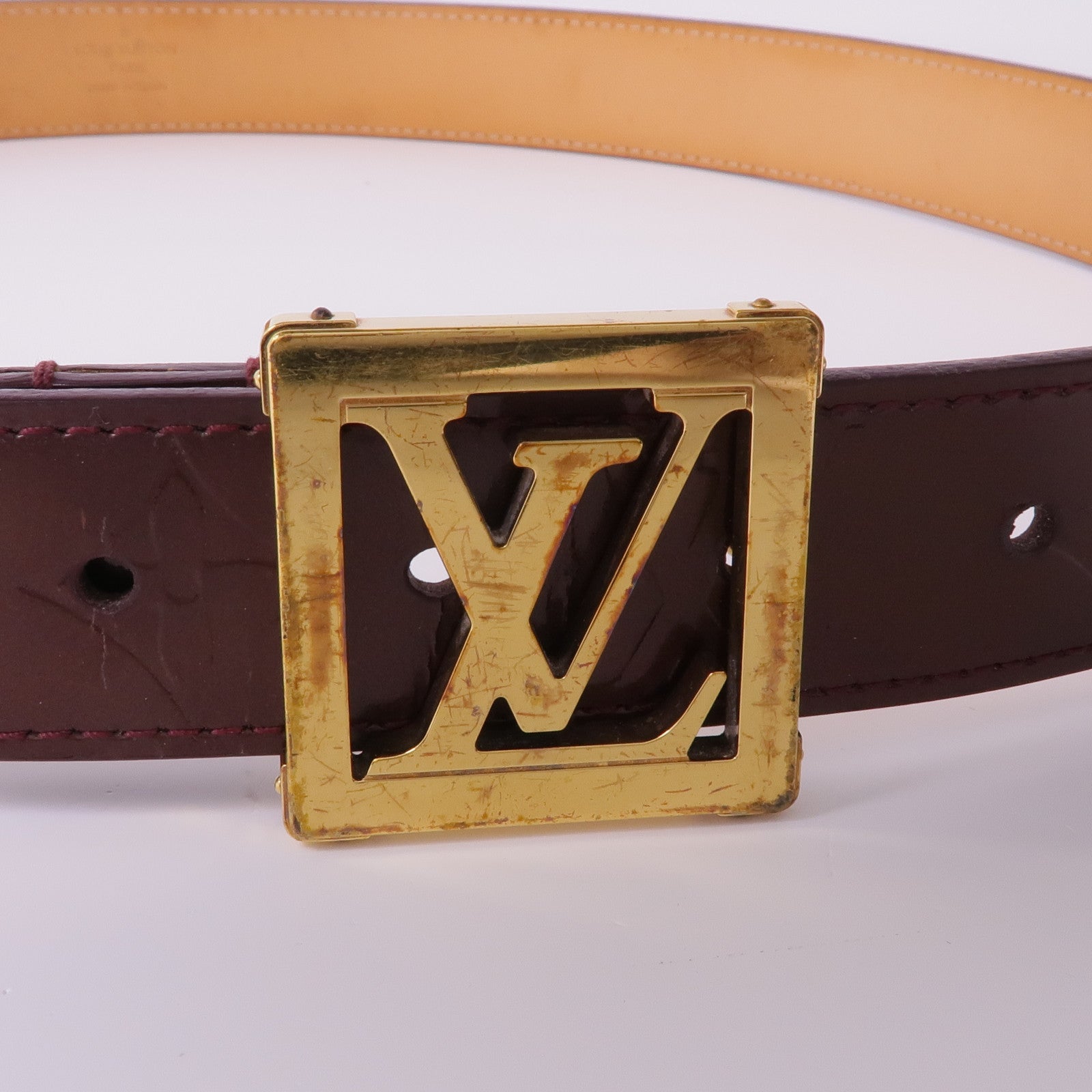 LOUIS VUITTON Vernis Ceinture Frame金扣皮帶
