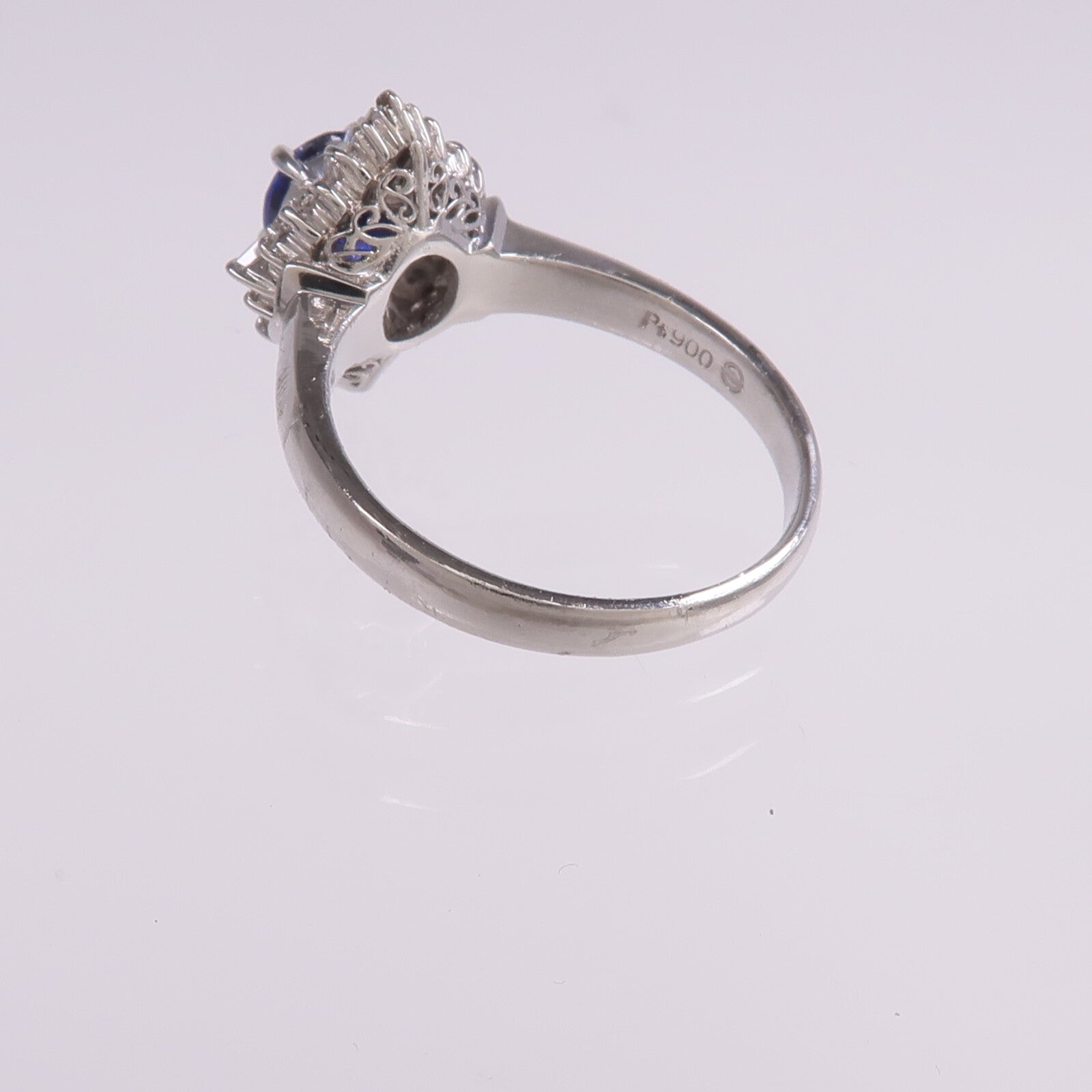JEWELRY 【激減優惠】PT900鉑金Sapphire Diamond Ring藍寶石/鑽石戒指US#7.75