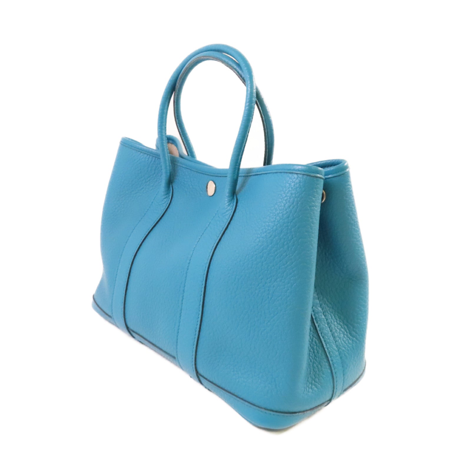 HERMES Negonda皮革Garden Party TPM Tote Bag銀扣手挽袋7B Turquoise/松石藍色