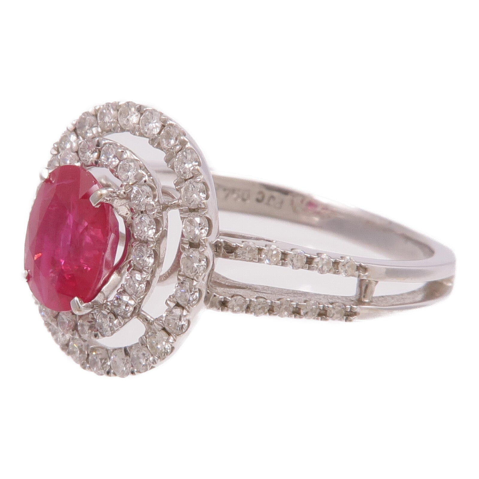 JEWELRY 18K白金Ruby Diamond Ring紅寶石/鑽石戒指US#7.75