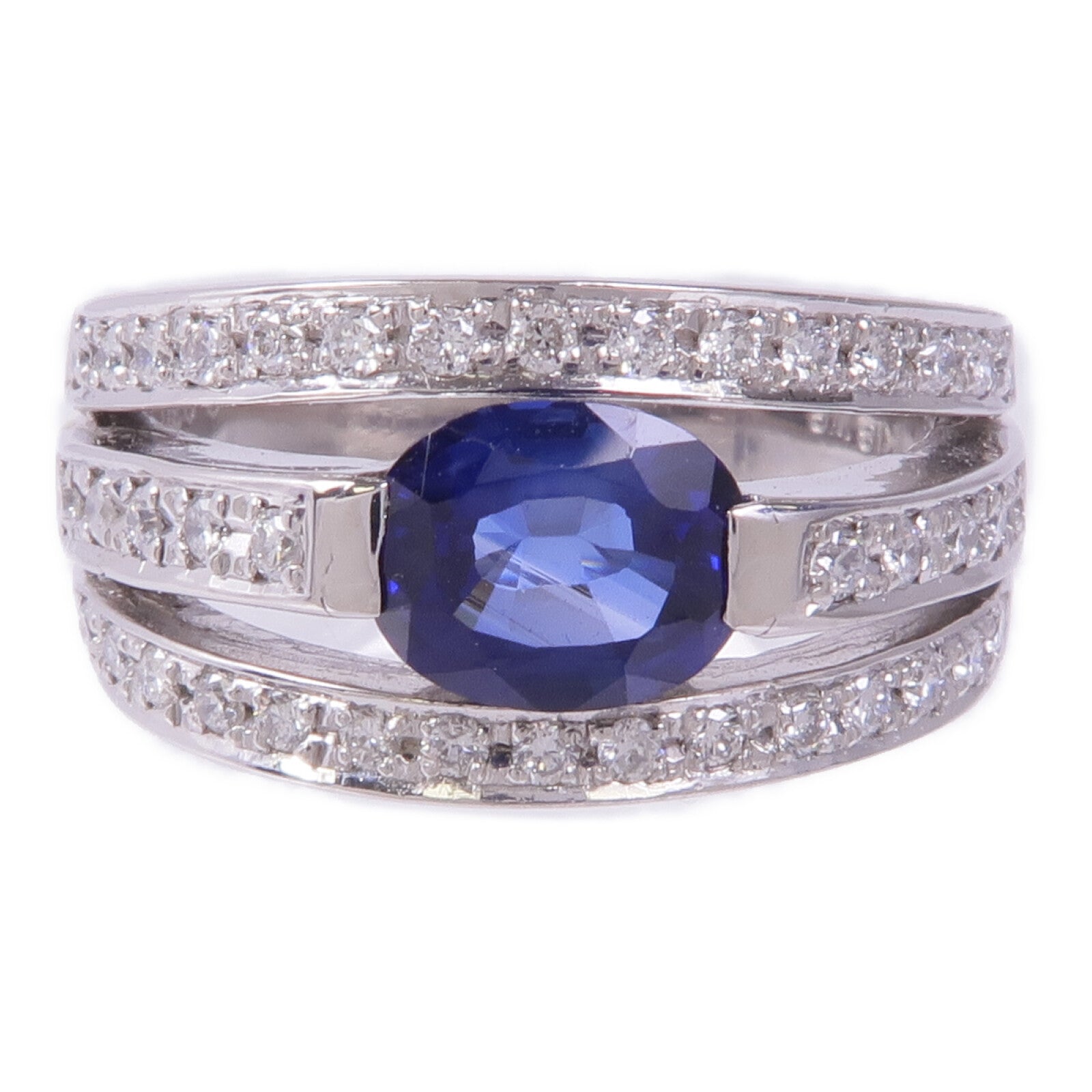 JEWELRY 18K白金Sapphire Diamond Ring藍寶石/鑽石戒指US#6
