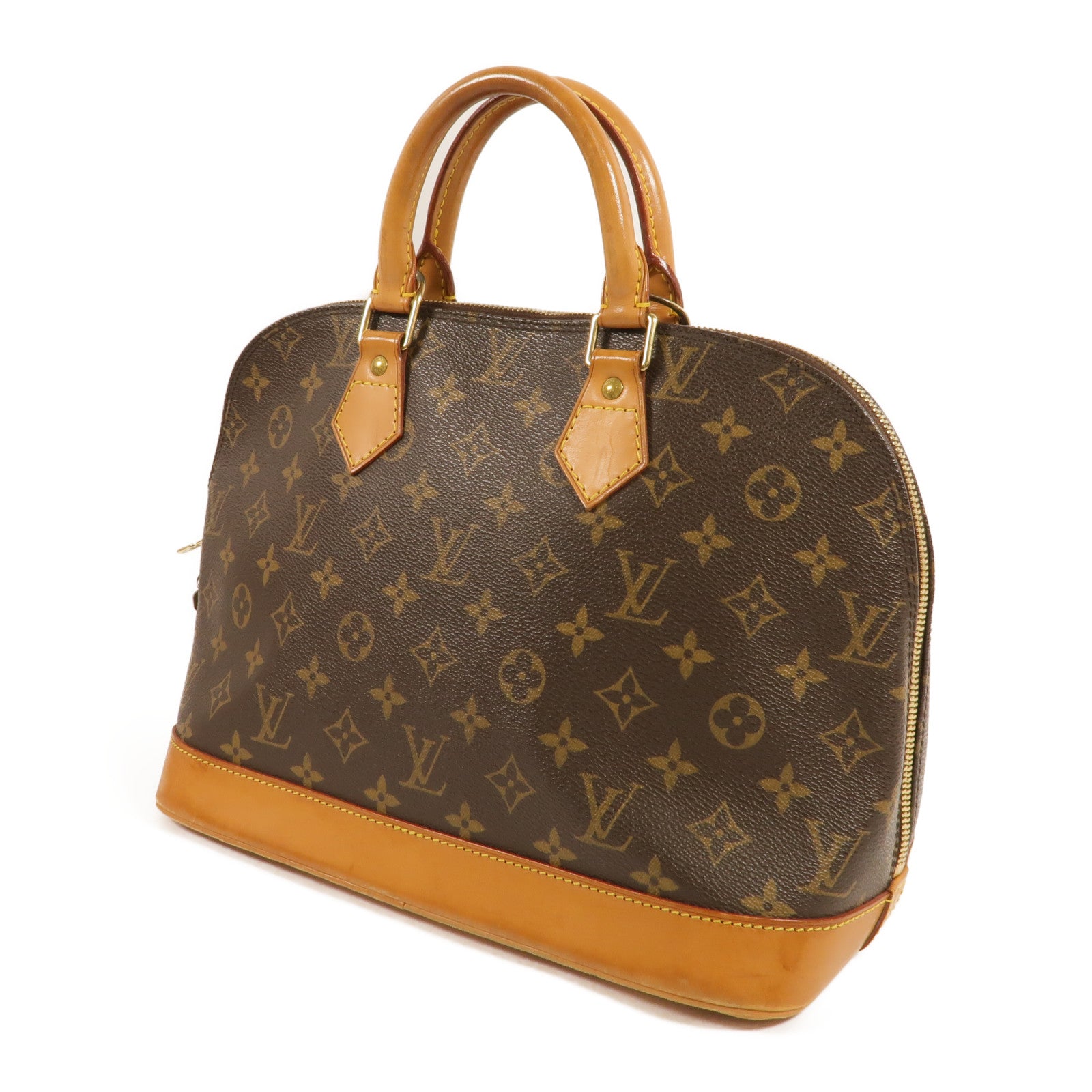 LOUIS VUITTON Monogram Alma金扣手挽袋棕色