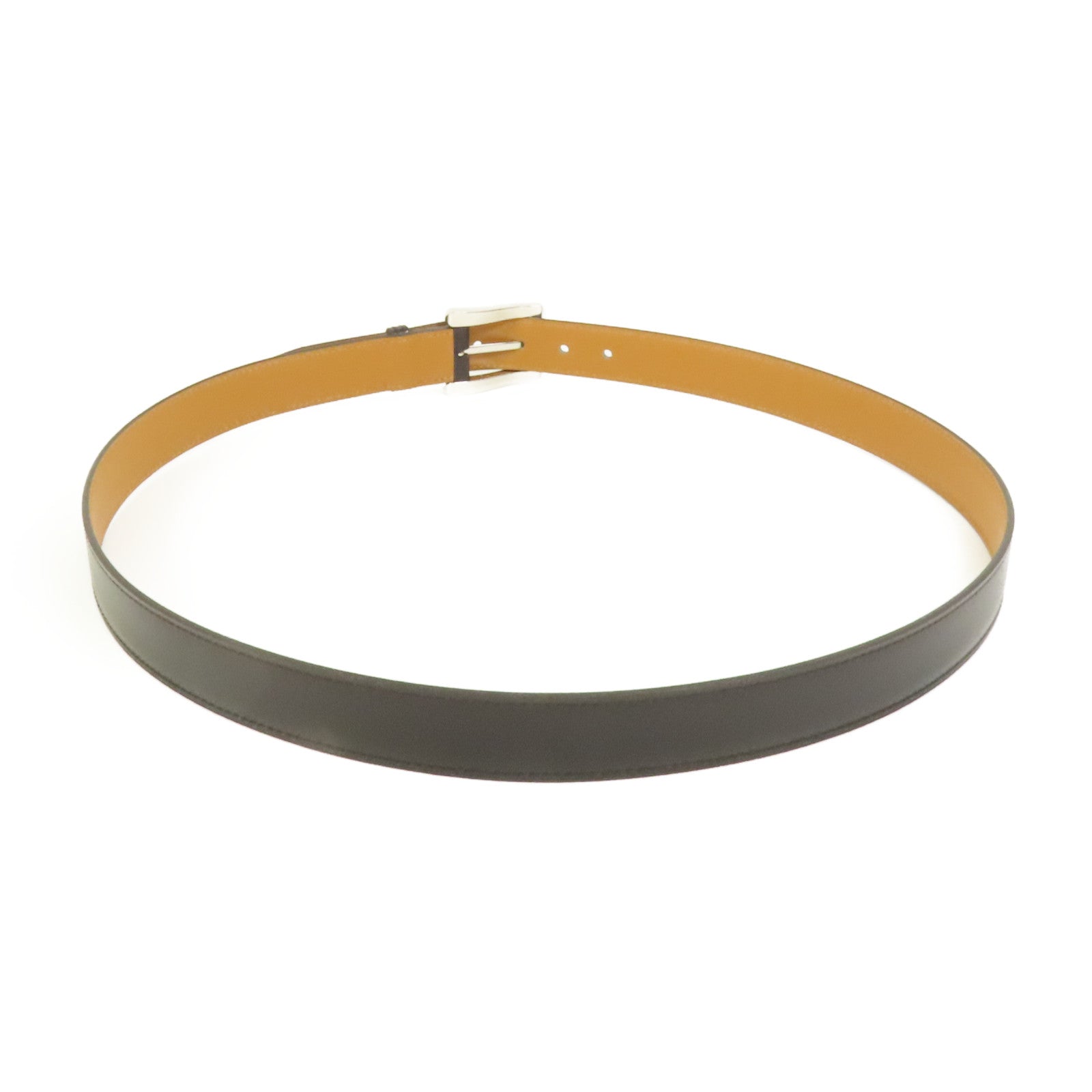 HERMES 【激減優惠】皮革Belt 95cm銀扣皮帶