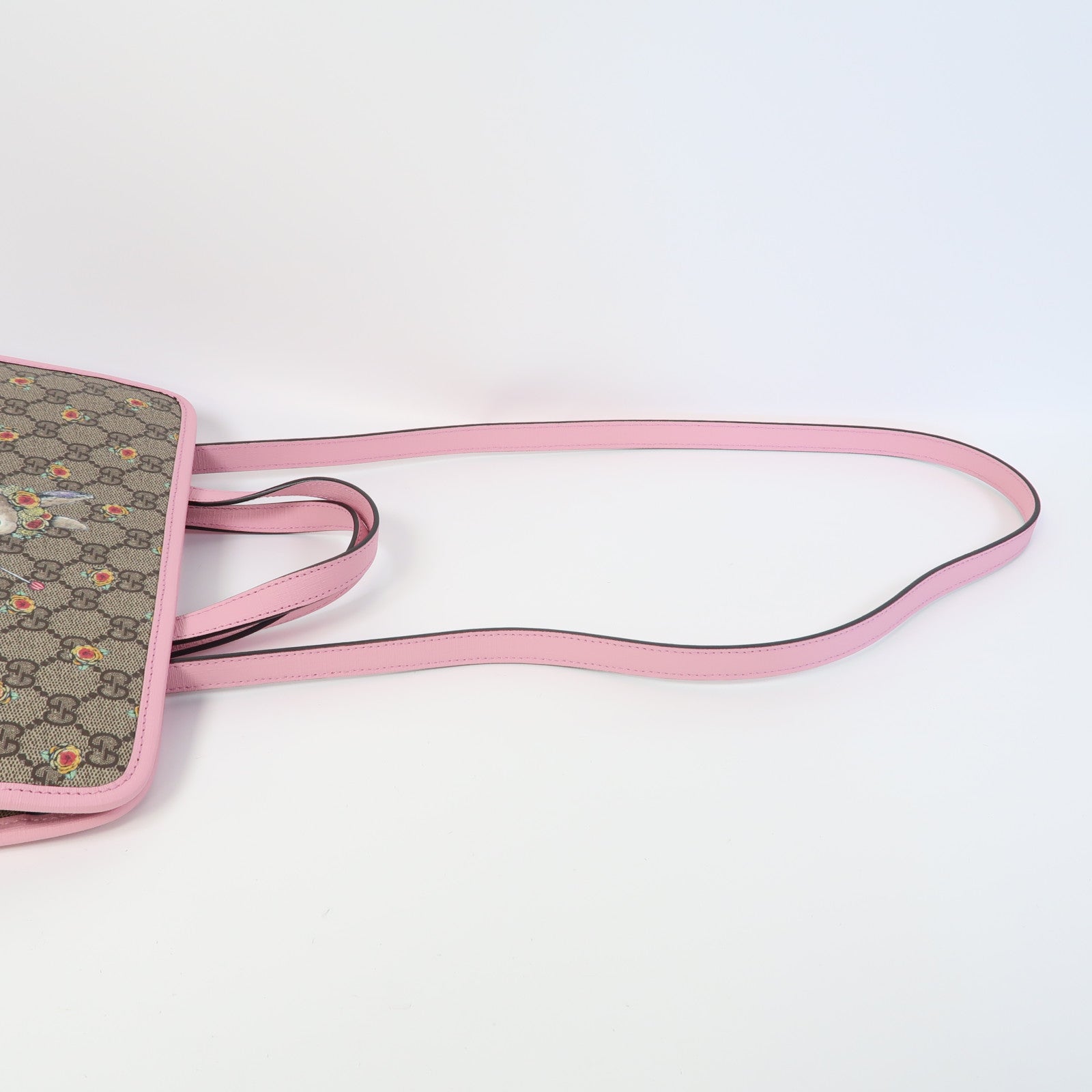 GUCCI 塗層帆布2 Way Shoulder Bag銀扣手挽肩背兩用袋啡色/粉紅色