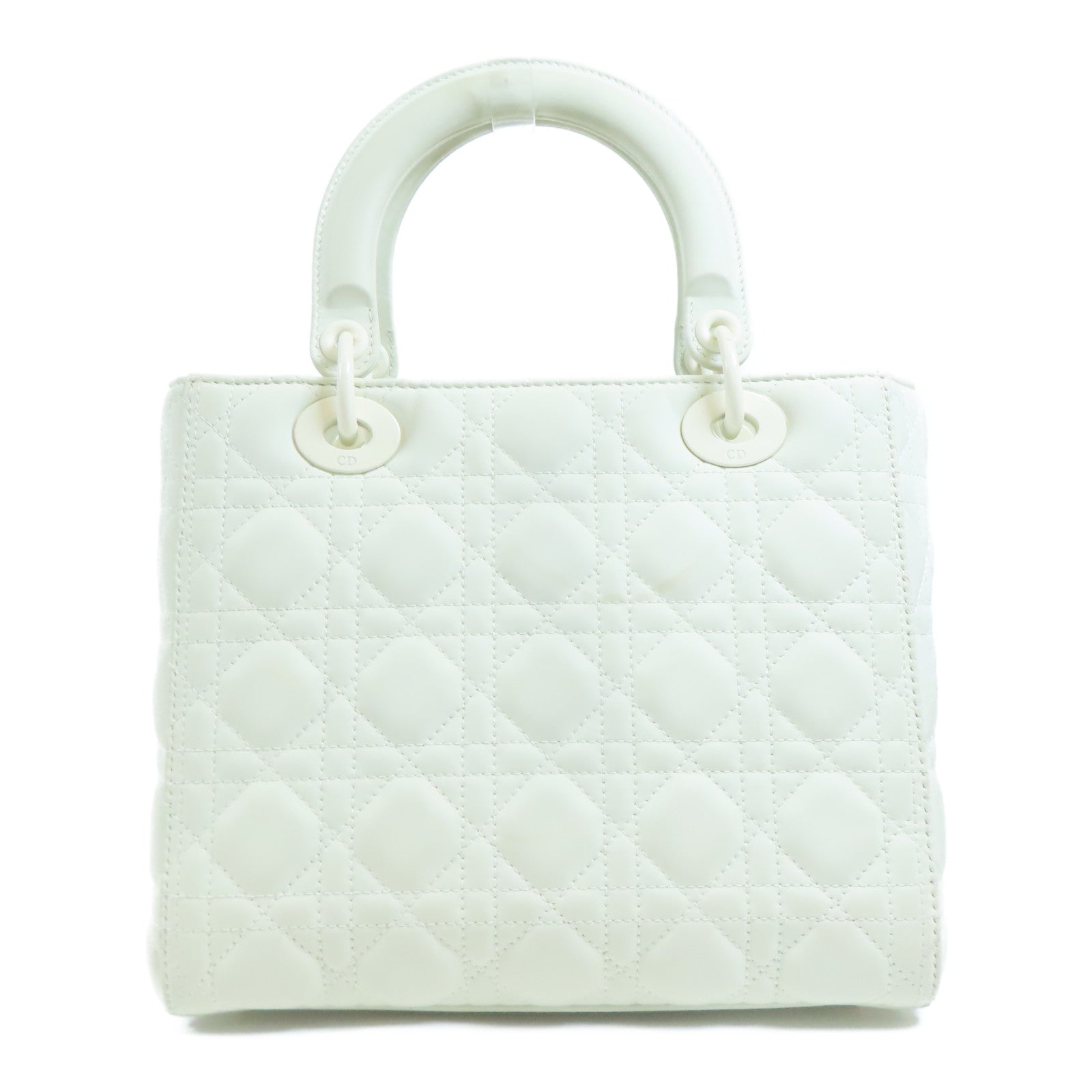 Dior CD Lady Dior 2 Way Shoulder Handbag M0565ILOI Calfskin White