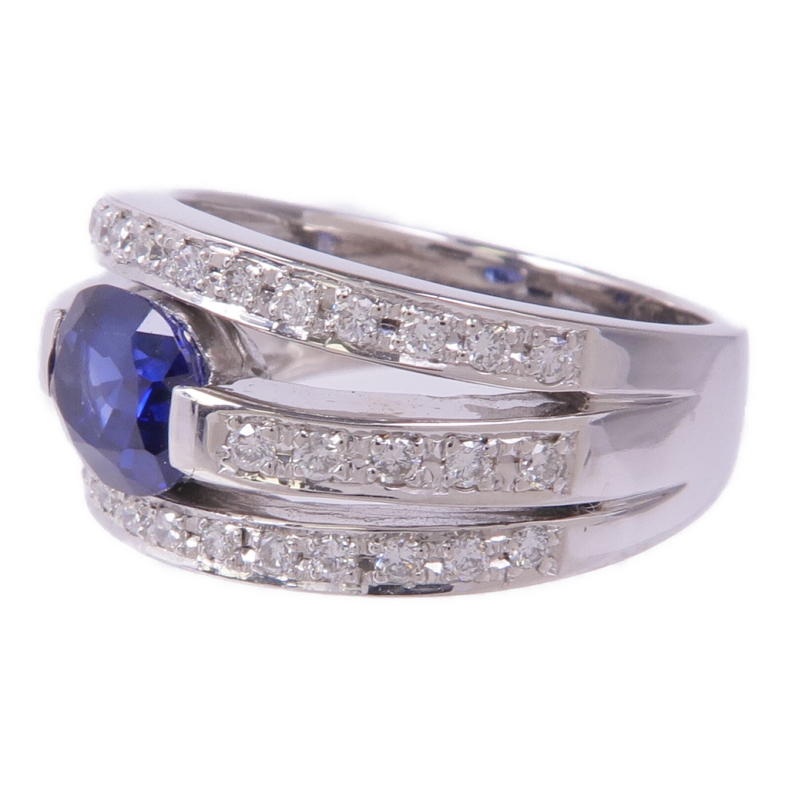 JEWELRY 18K白金Sapphire Diamond Ring藍寶石/鑽石戒指US#6
