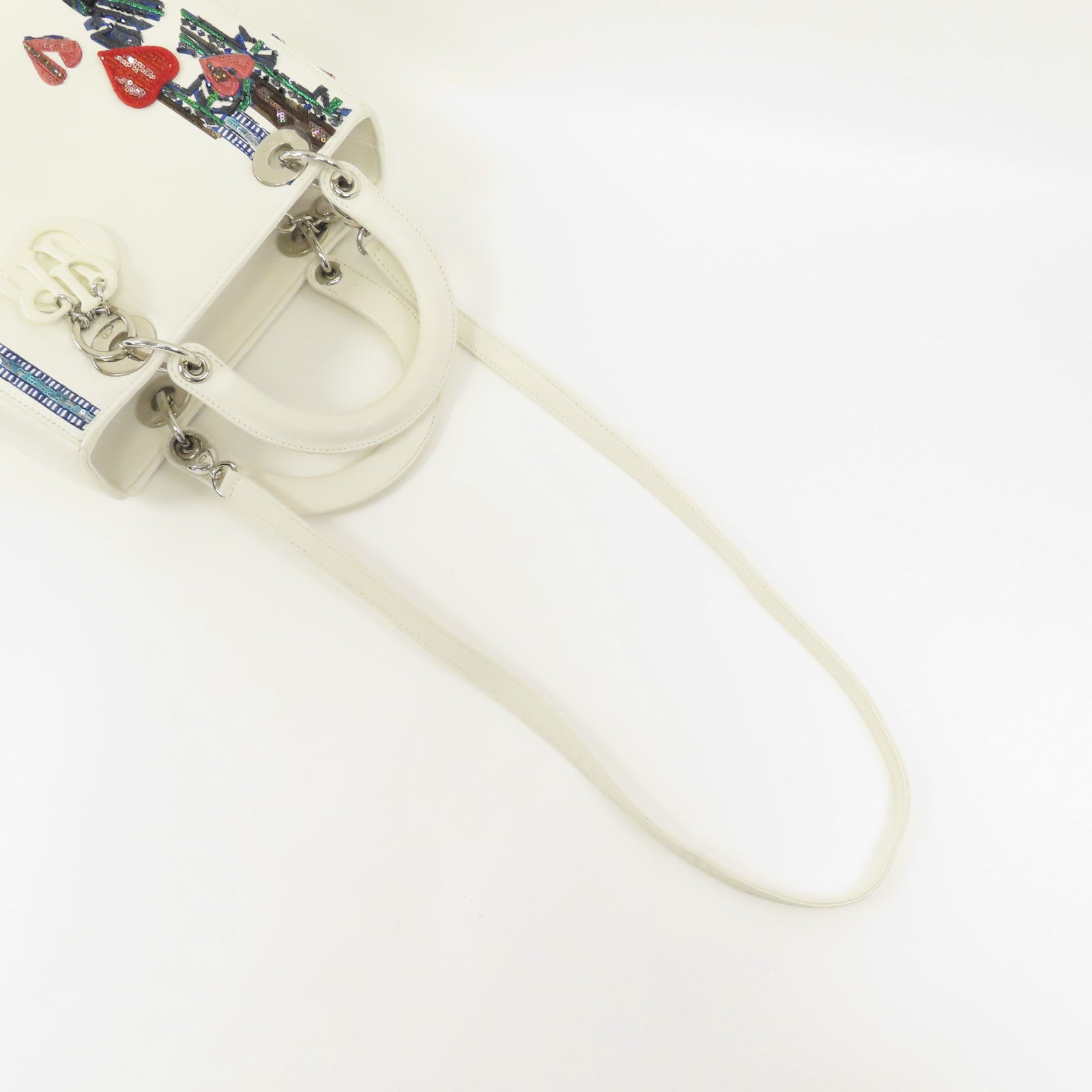 Dior 牛皮皮革Lady Dior銀扣肩背袋