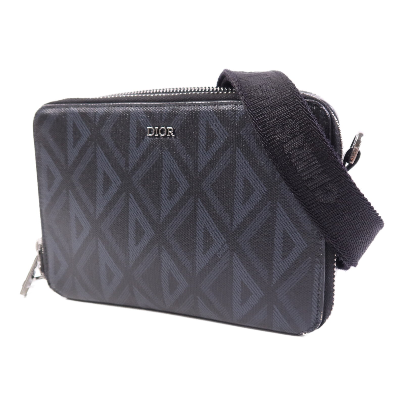 Dior 帆布CD Diamond銀扣肩背袋