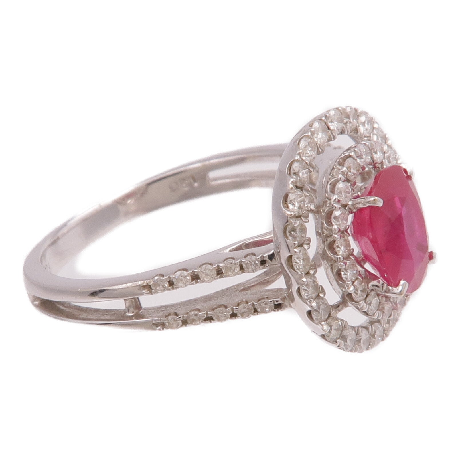 JEWELRY 18K白金Ruby Diamond Ring紅寶石/鑽石戒指US#7.75