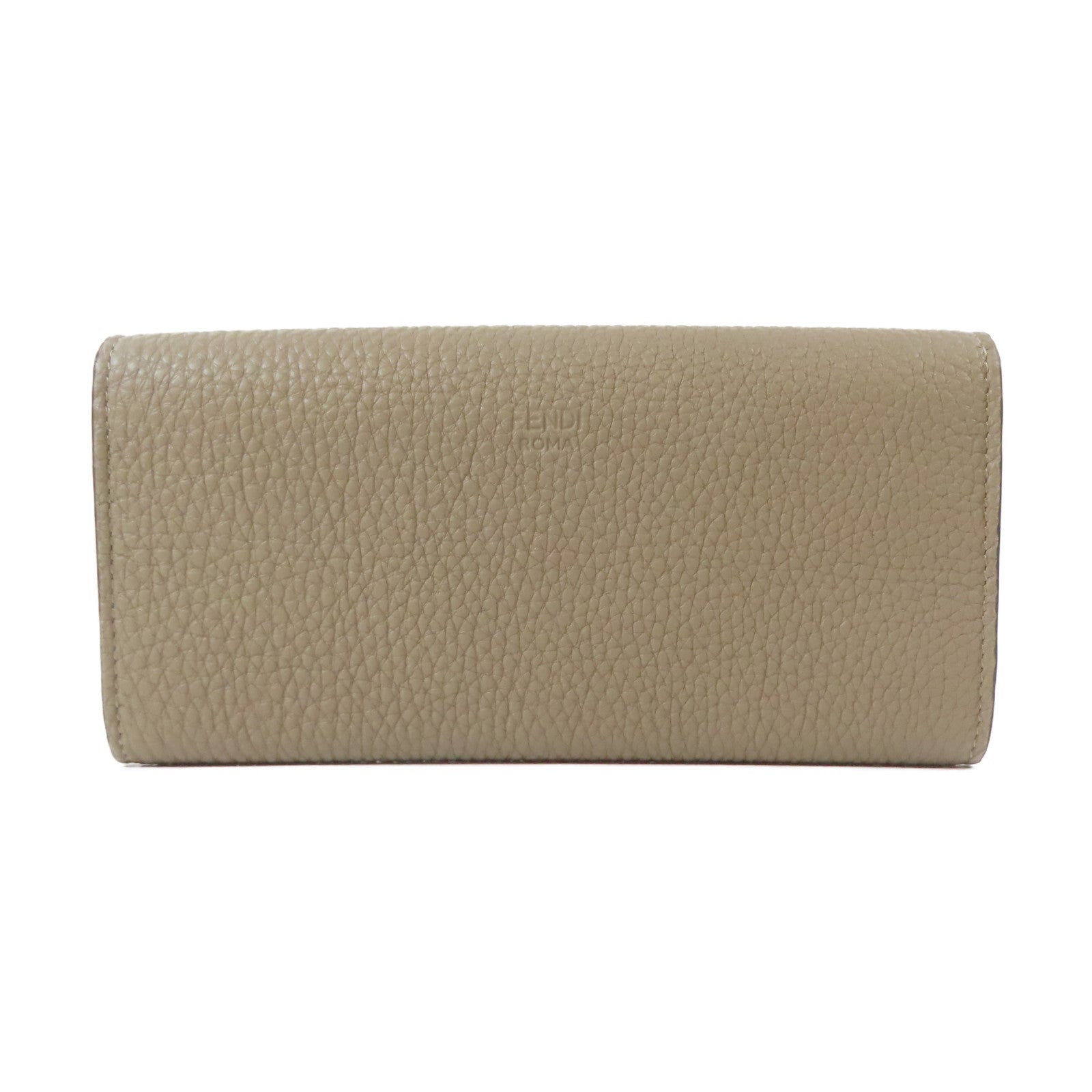 FENDI 牛皮皮革Long wallet銀扣錢包灰色