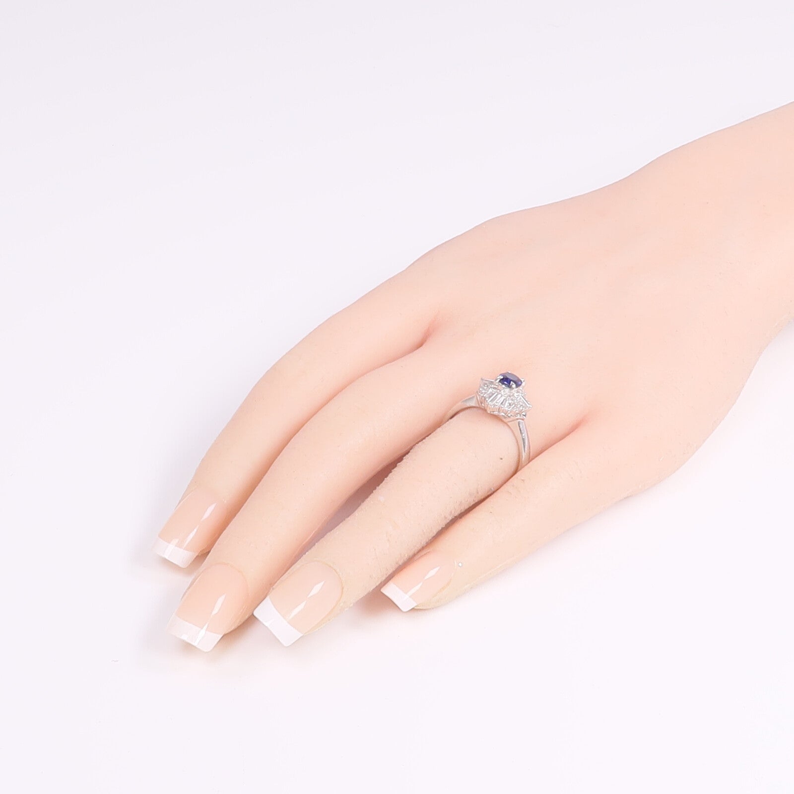 JEWELRY 【激減優惠】PT900鉑金Sapphire Diamond Ring藍寶石/鑽石戒指US#7.75