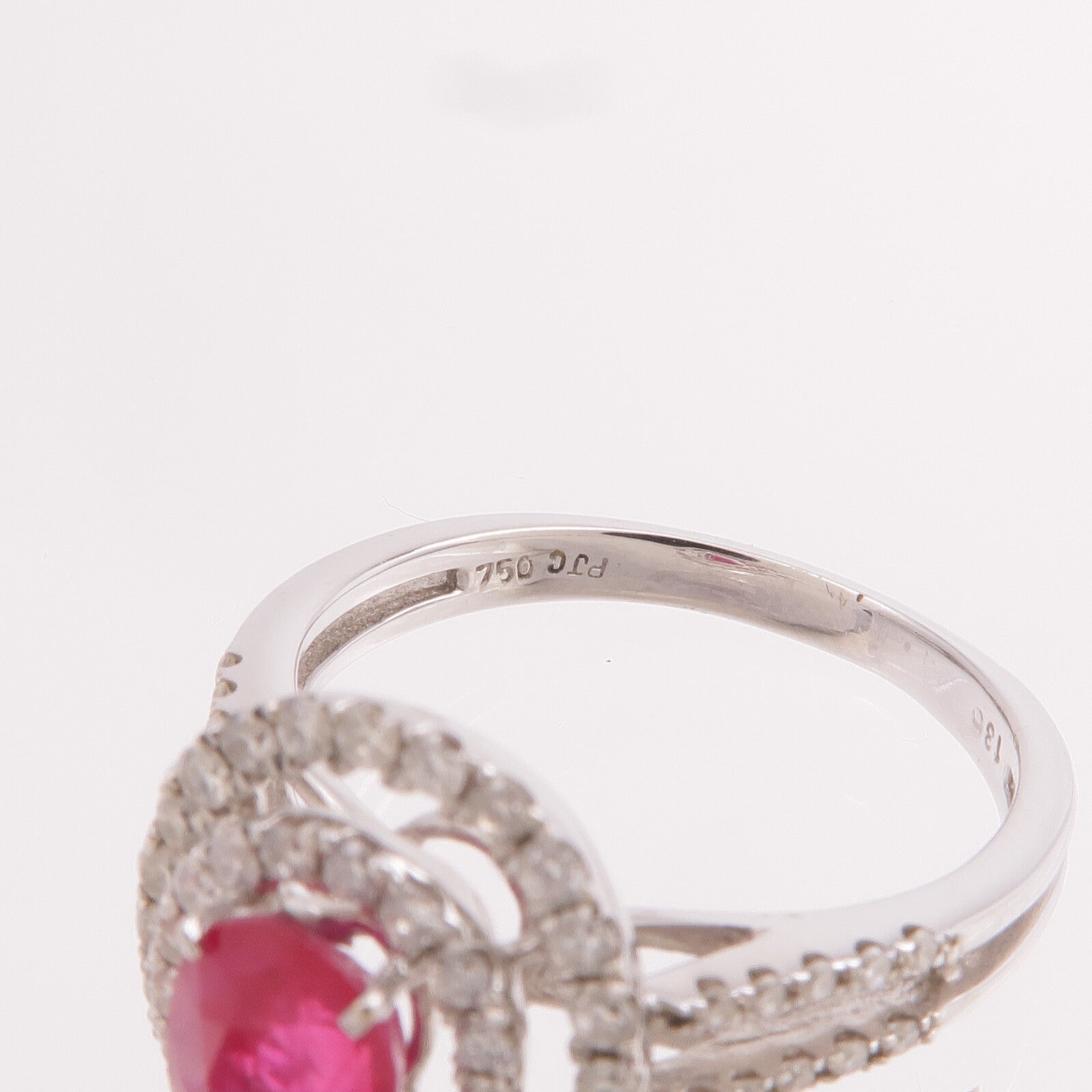 JEWELRY 18K白金Ruby Diamond Ring紅寶石/鑽石戒指US#7.75