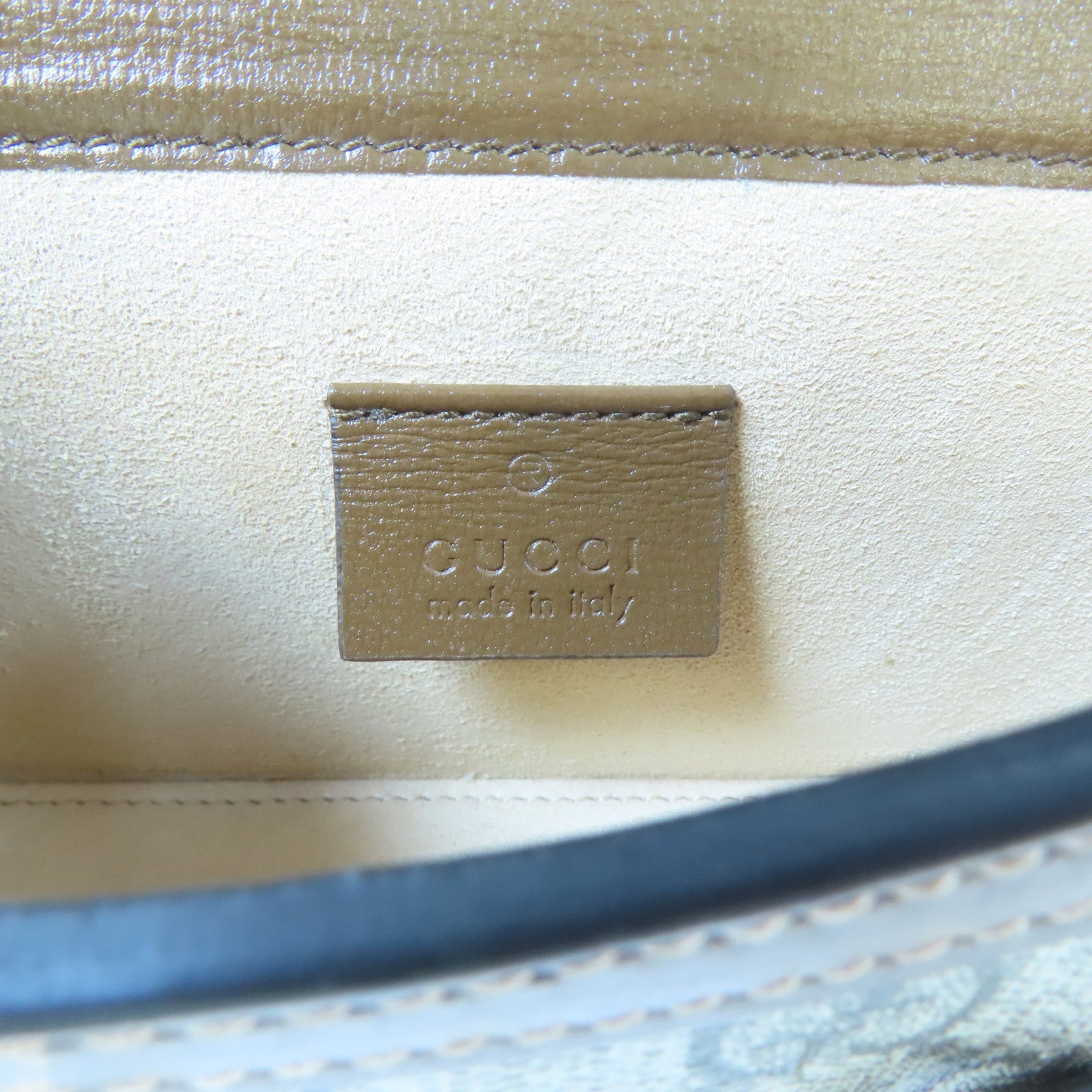 GUCCI 塗層帆布Horsebit 1955 Mini金扣肩背袋啡色