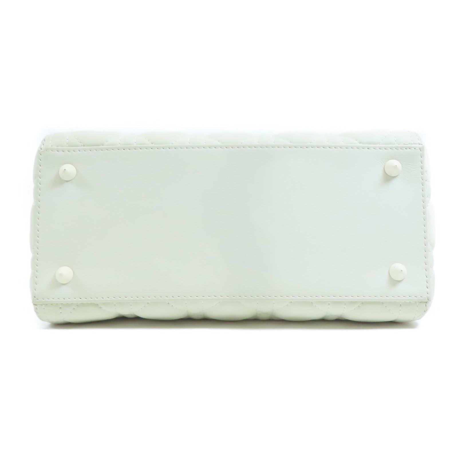 Dior CD Lady Dior 2 Way Shoulder Handbag M0565ILOI Calfskin White