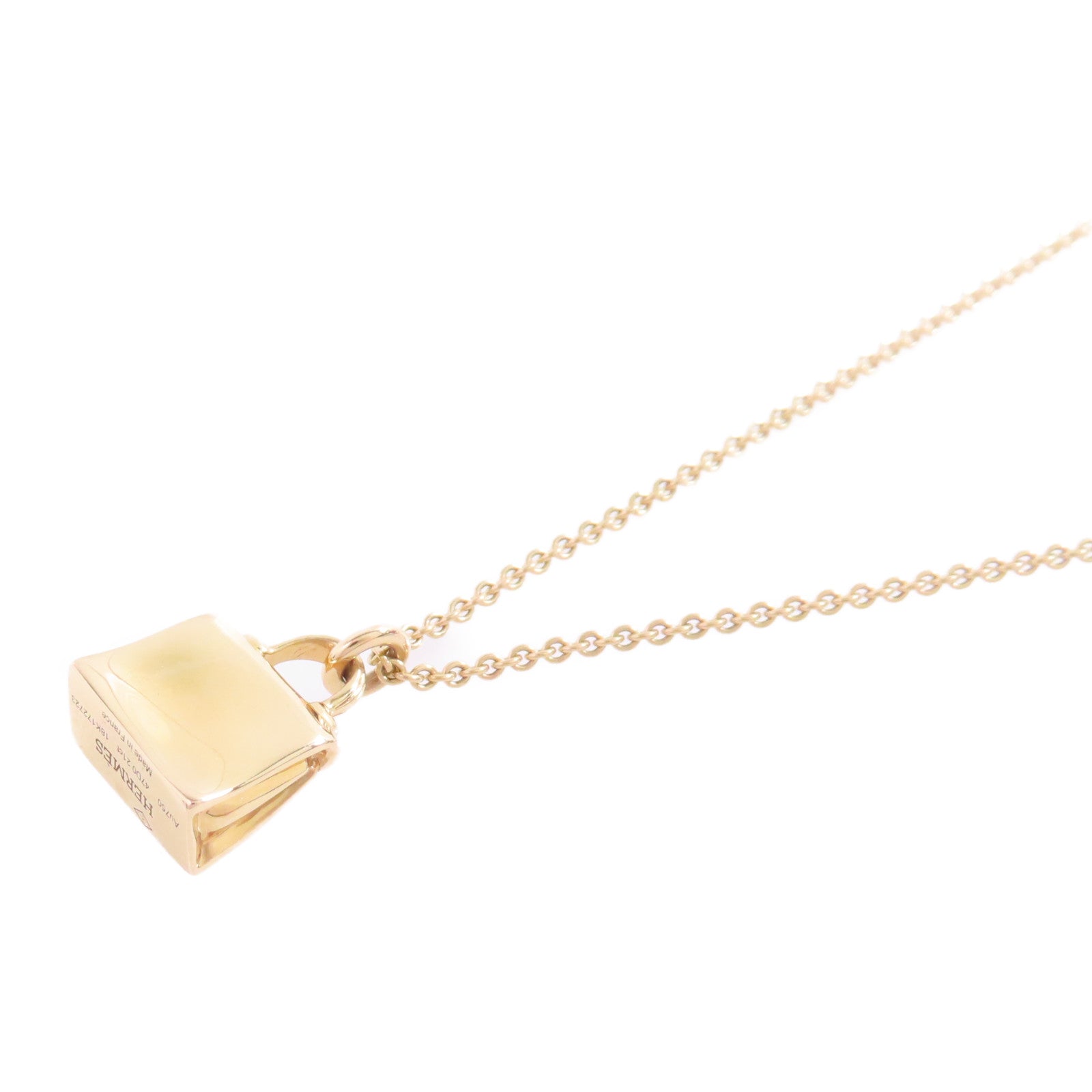 HERMES GHW Diamond Kelly Pendant Necklace 18K Rose Gold