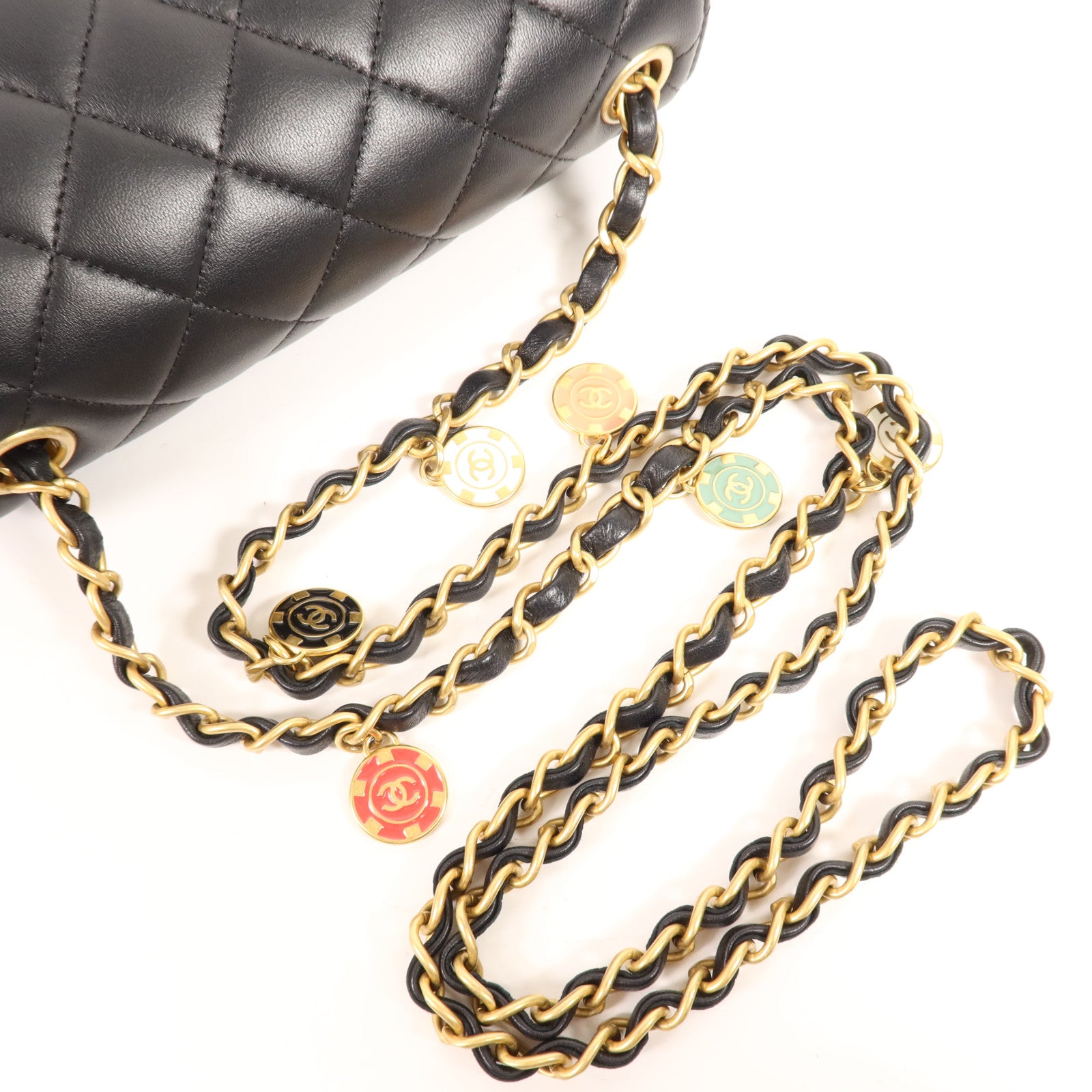 CHANEL 羊皮皮革Chain Shoulder金扣鏈帶肩背袋