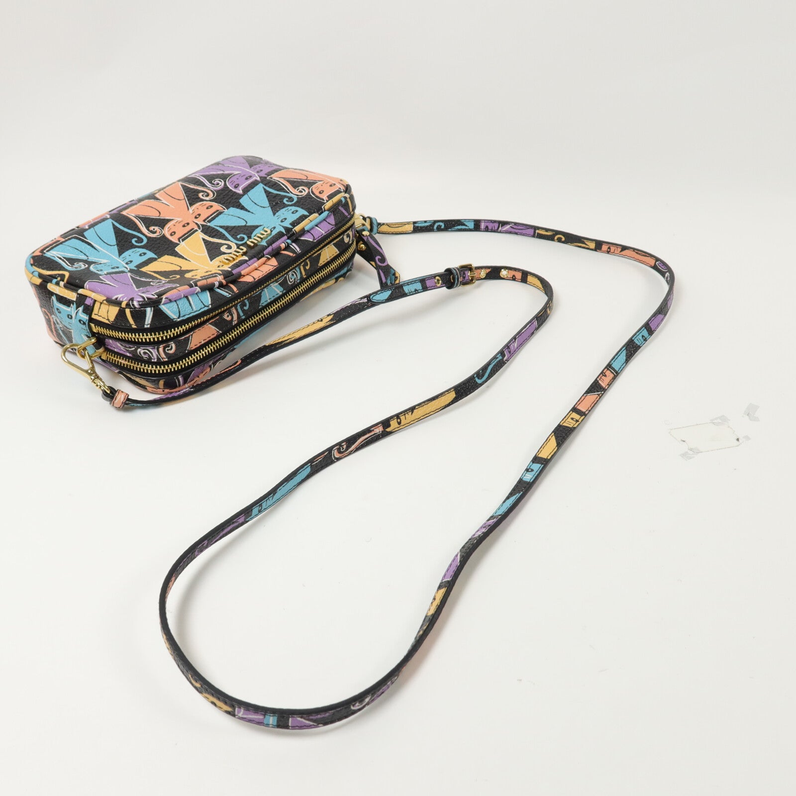 Miu Miu 羊皮皮革Madras Cat Shoulder Bag肩背袋