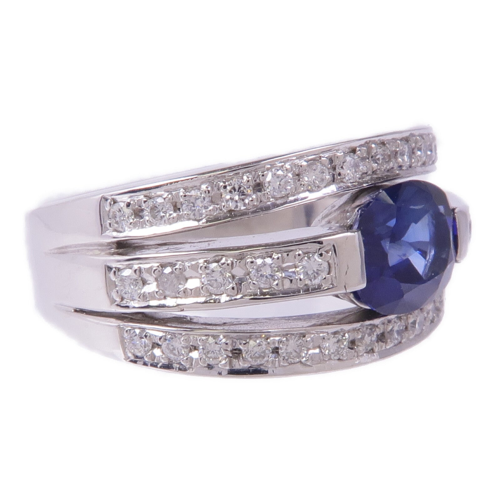 JEWELRY 18K白金Sapphire Diamond Ring藍寶石/鑽石戒指US#6