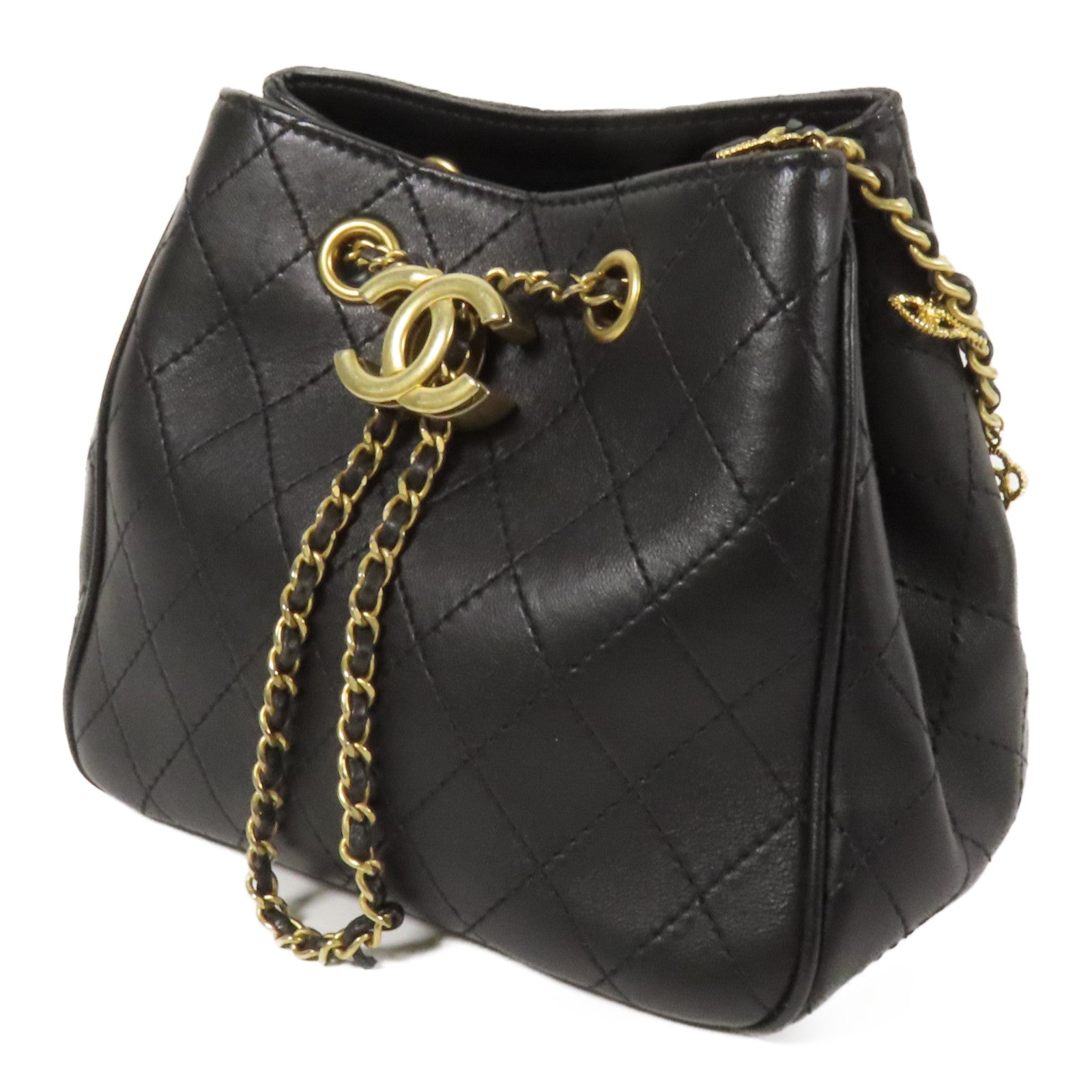 CHANEL 牛皮皮革Bucket Bag金扣肩背袋