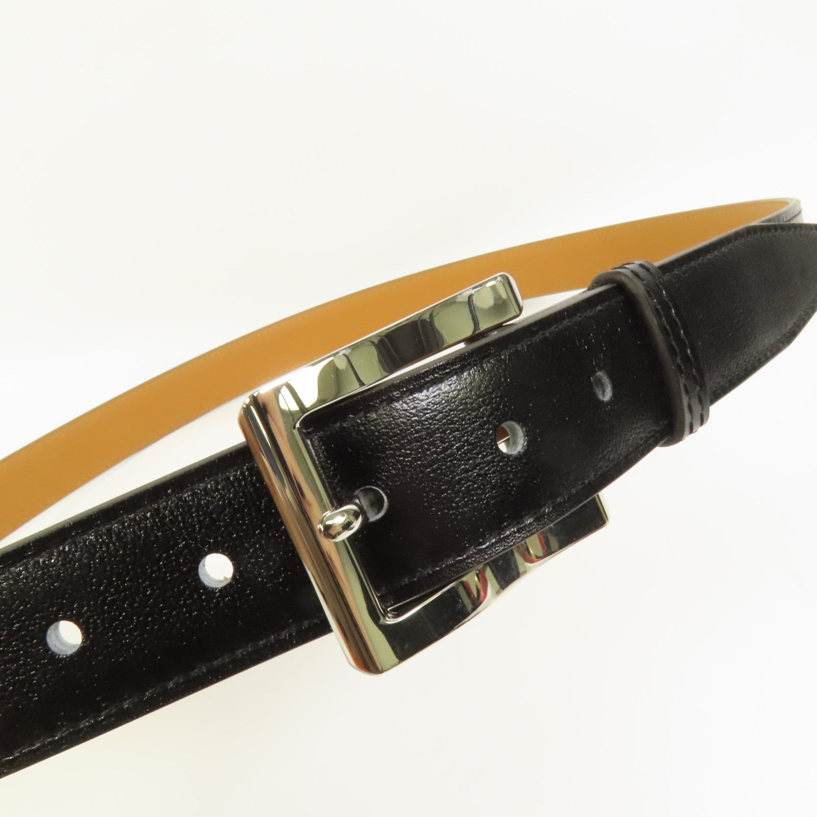HERMES 【激減優惠】皮革Belt 95cm銀扣皮帶