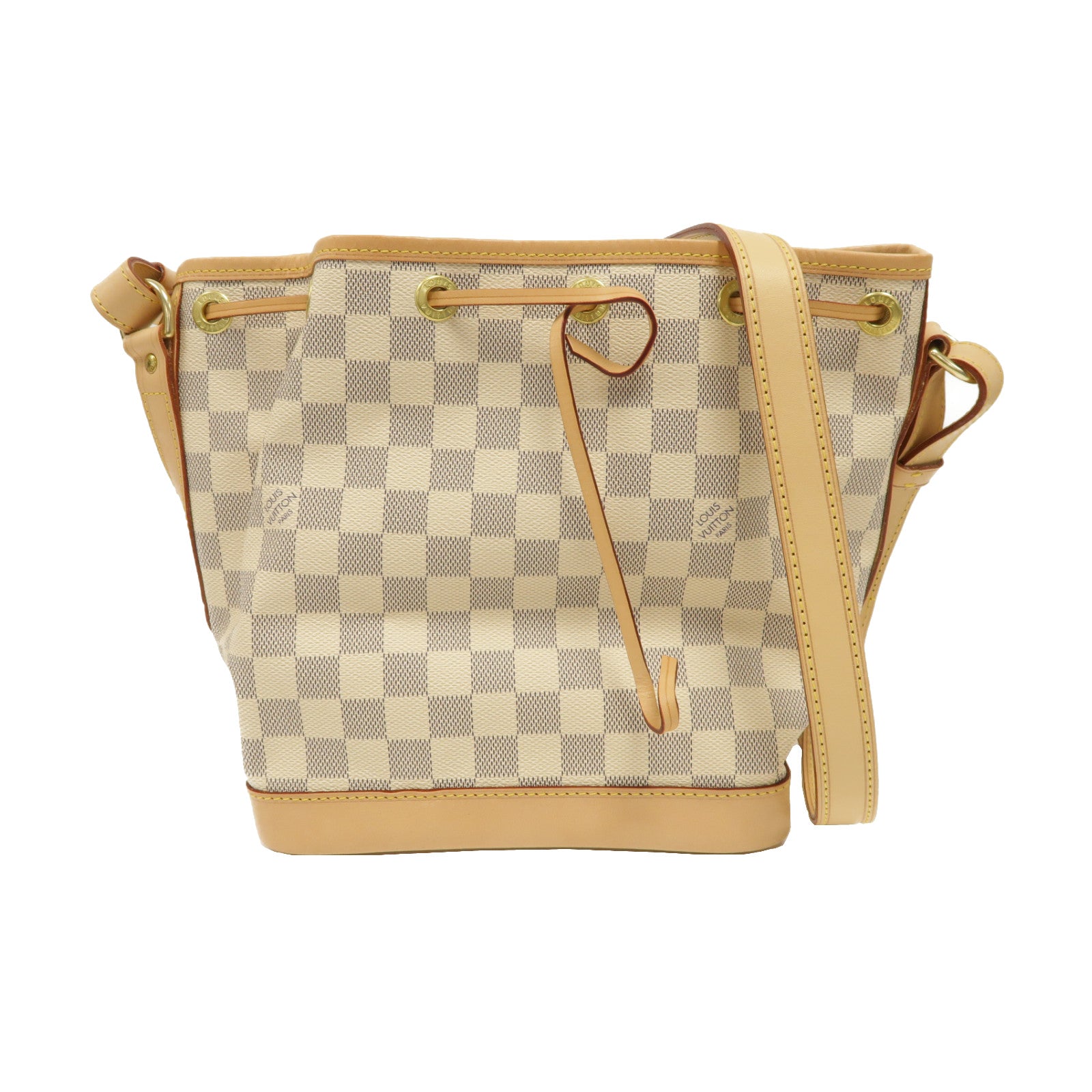LOUIS VUITTON Damier Azur Noe BB金扣肩背袋白色