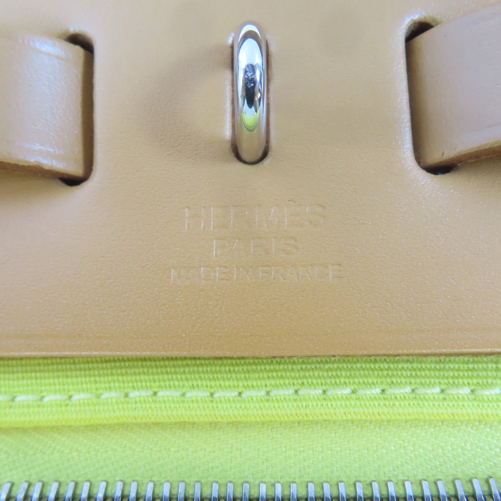 HERMES 帆布Herbag PM銀扣手挽肩背兩用袋黃色