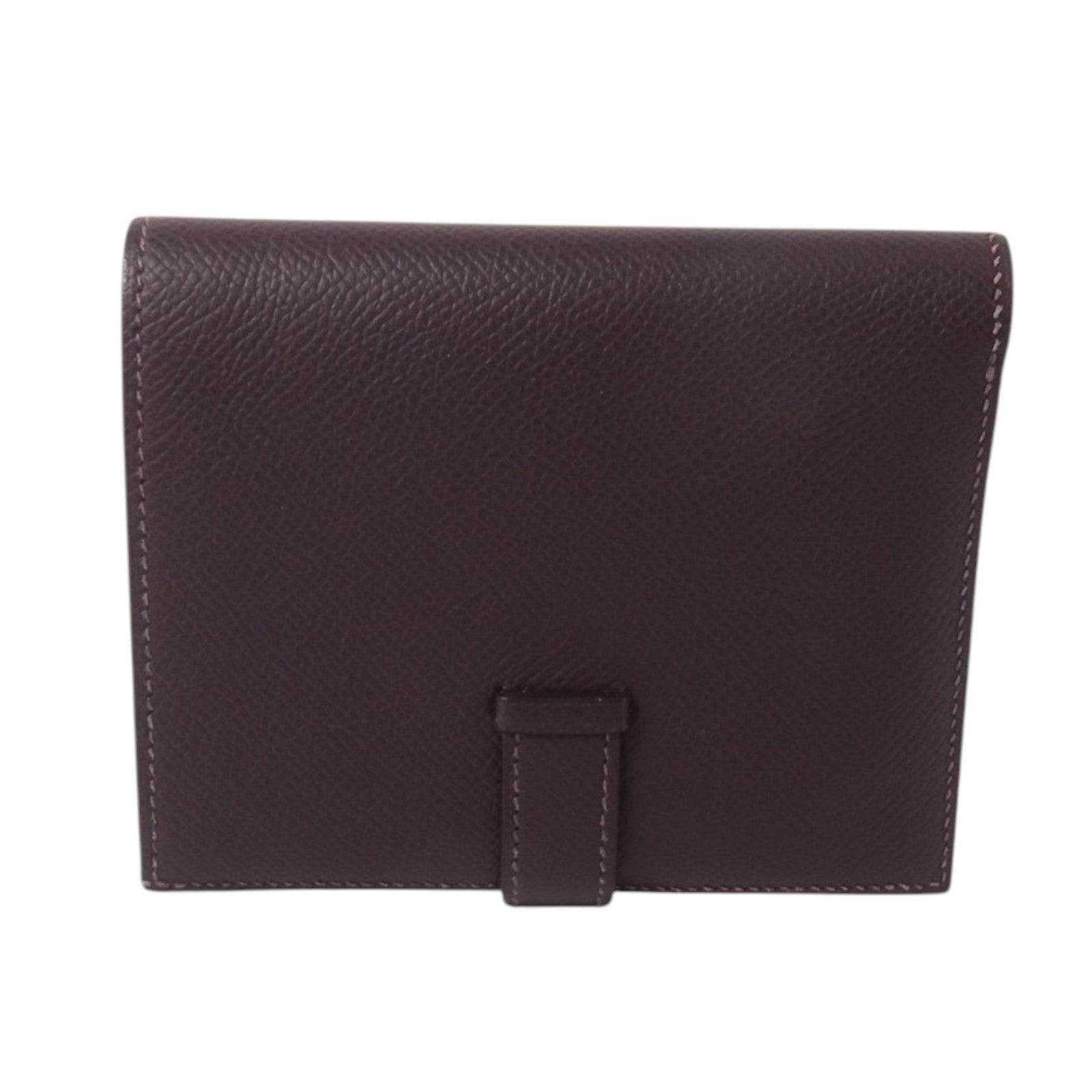 HERMES Epsom皮革Bearn Compact Wallet金扣錢包Raisin/Anemone