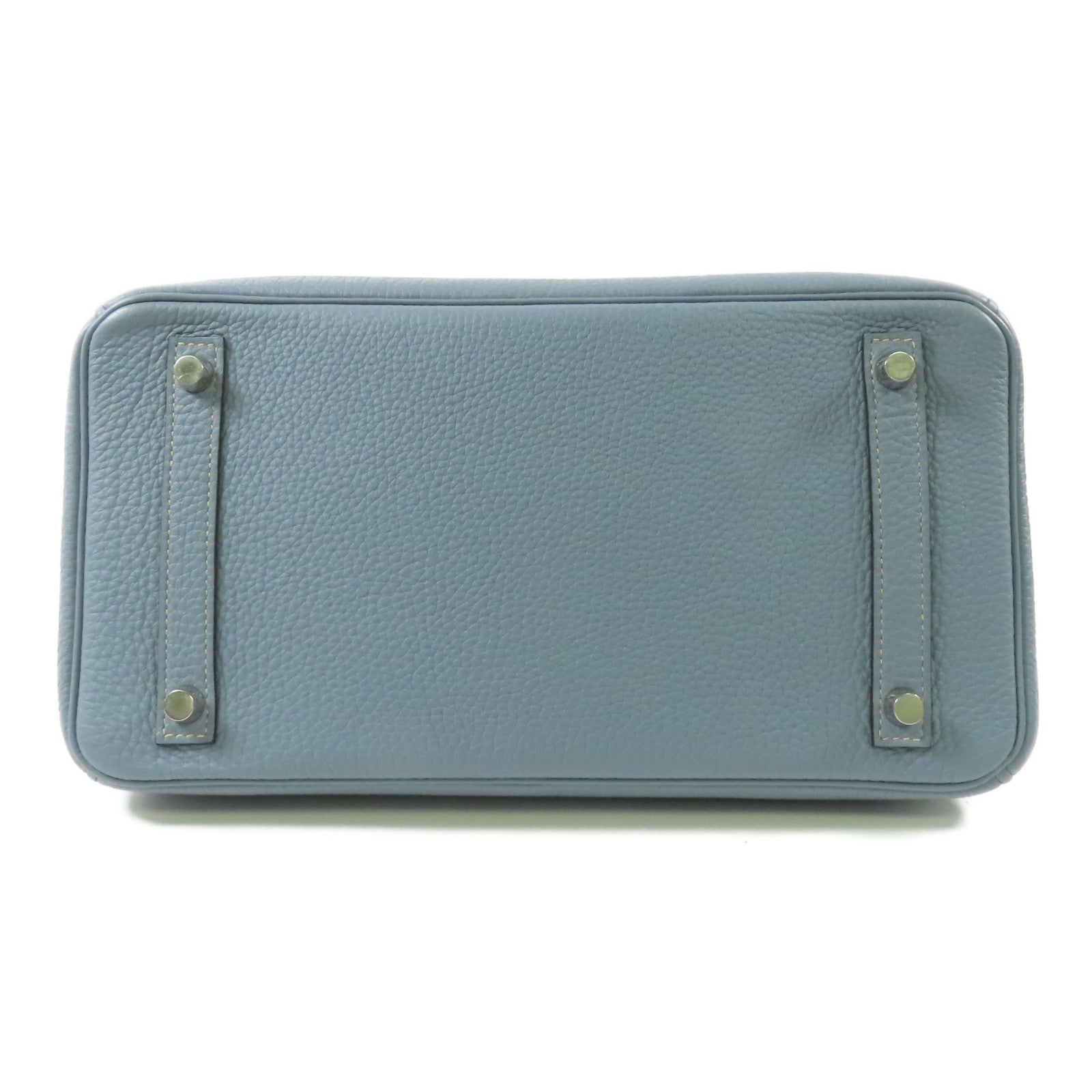 HERMES PHW Birkin 30 Handbag Togo Leather Bleu Lin