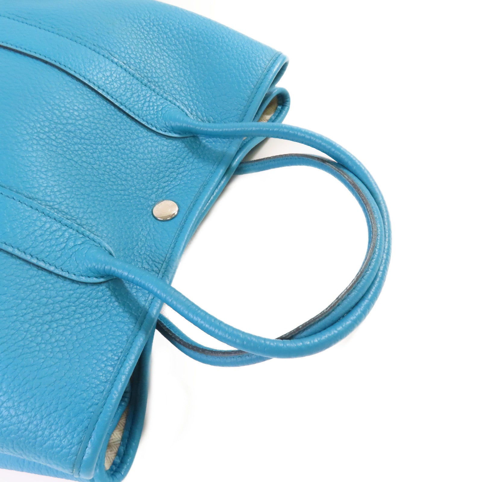 HERMES Negonda皮革Garden Party TPM Tote Bag銀扣手挽袋7B Turquoise/松石藍色