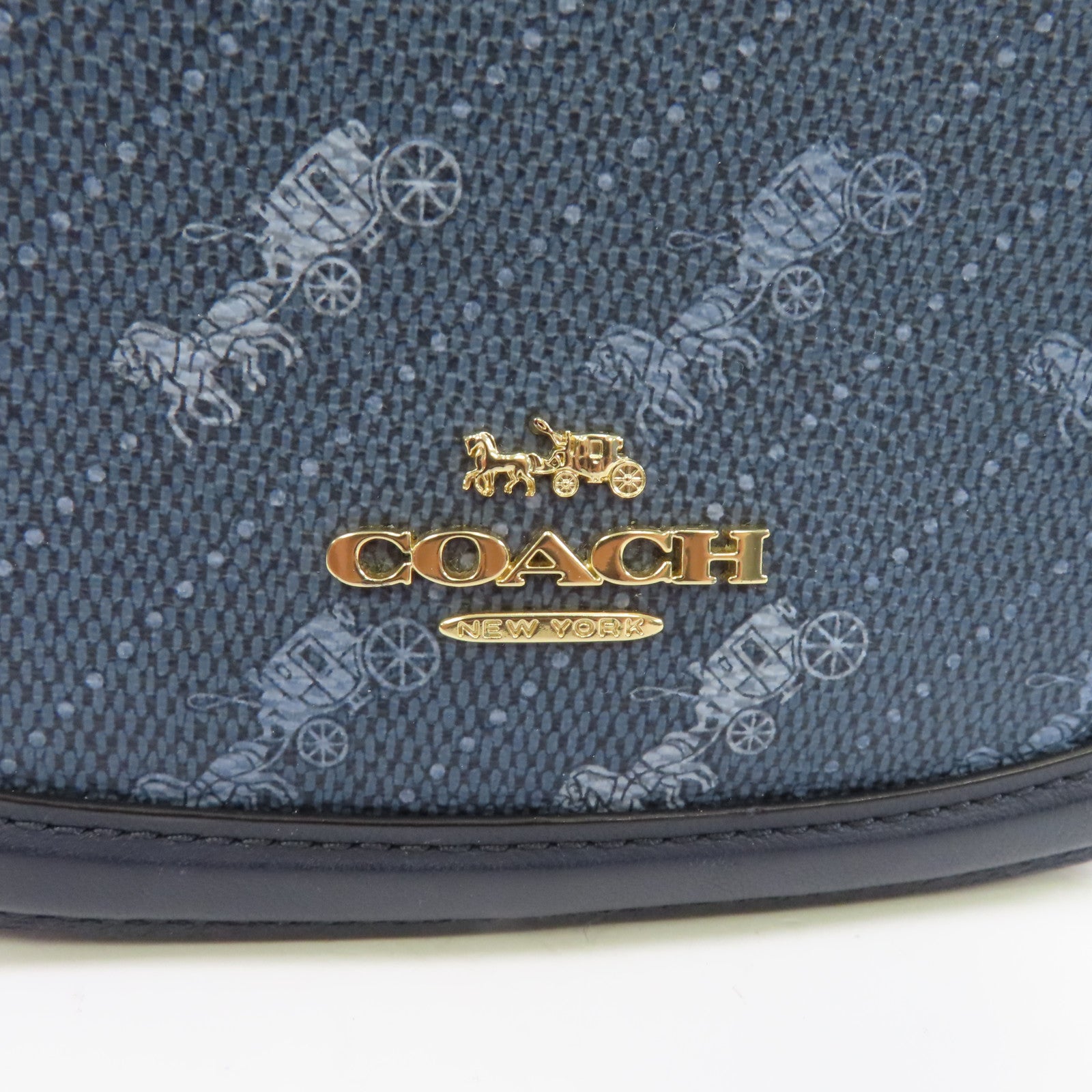 COACH 塗層帆布Shoulder Bag金扣肩背袋藍色